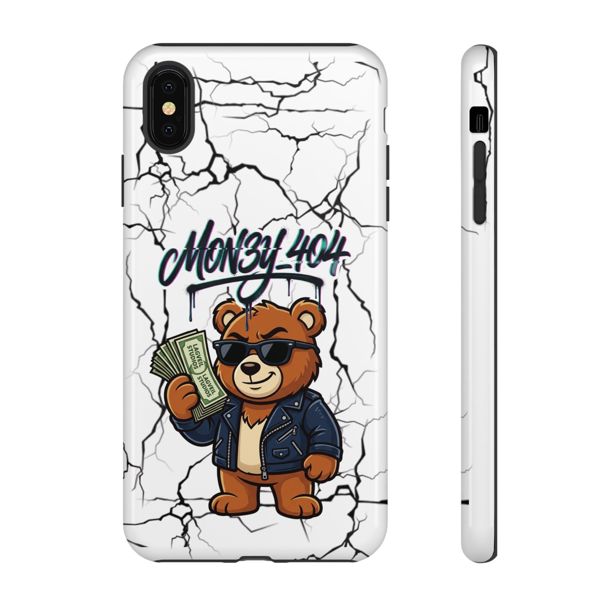 Money Bear Phone Case — Cracked Marble Graphic Protective Cover