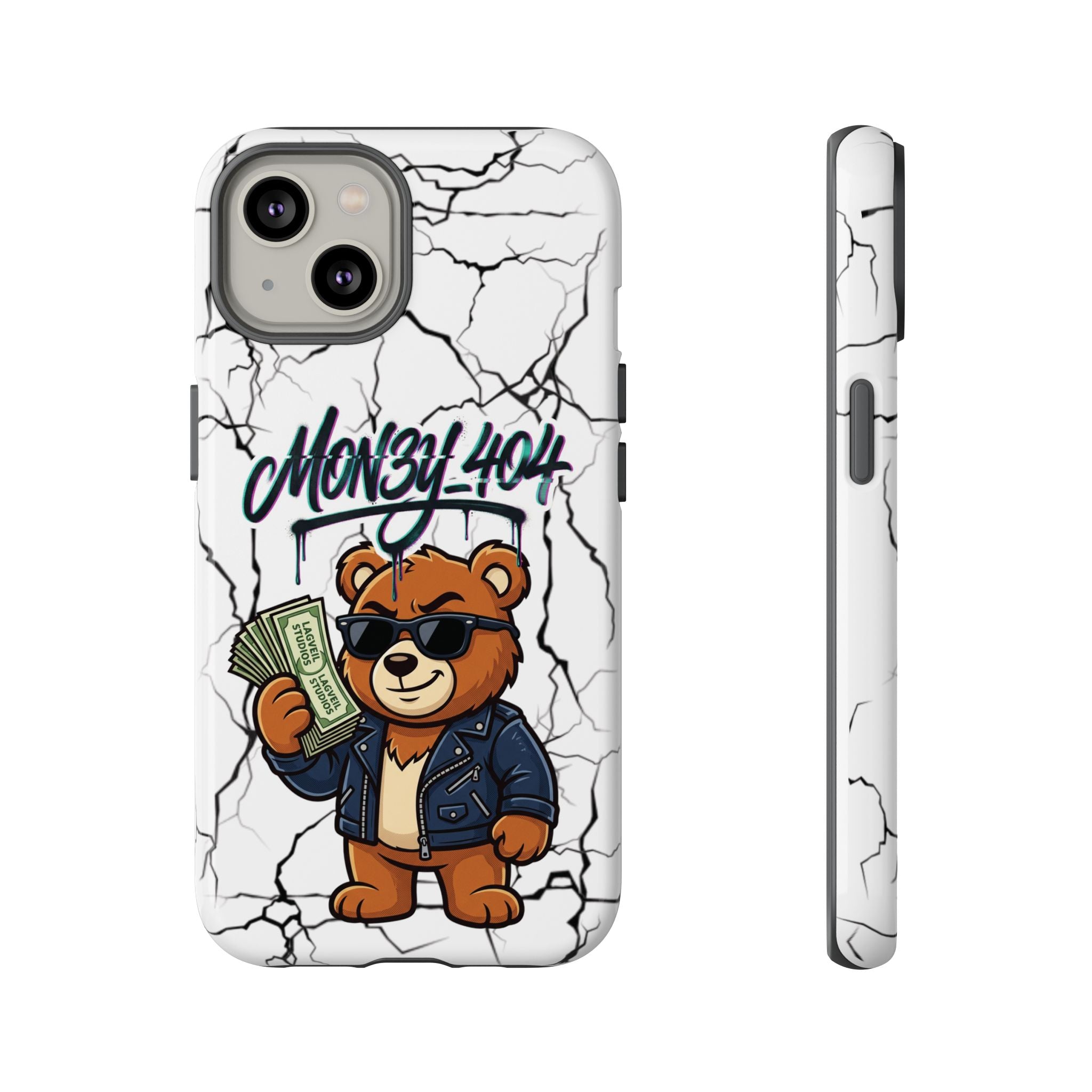 Money Bear Phone Case — Cracked Marble Graphic Protective Cover