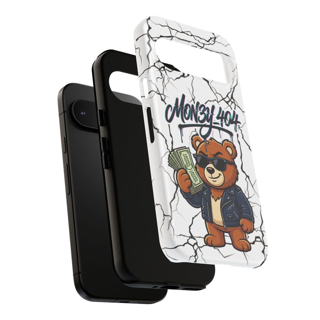 Money Bear Phone Case — Cracked Marble Graphic Protective Cover