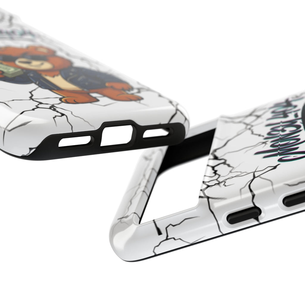 Money Bear Phone Case — Cracked Marble Graphic Protective Cover