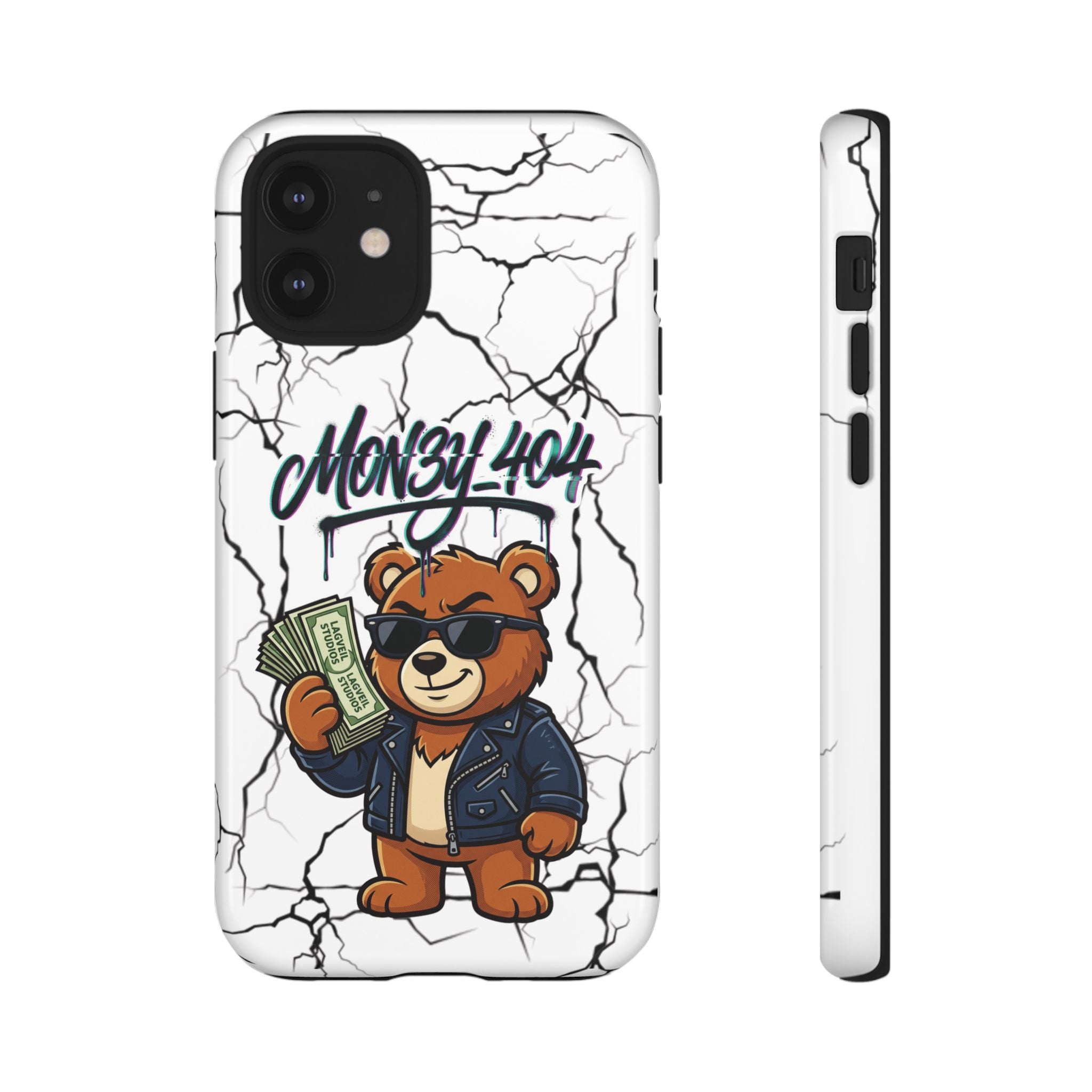 Money Bear Phone Case — Cracked Marble Graphic Protective Cover