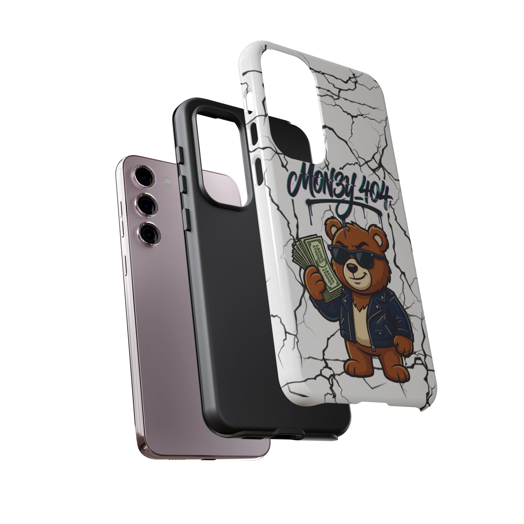 Money Bear Phone Case — Cracked Marble Graphic Protective Cover