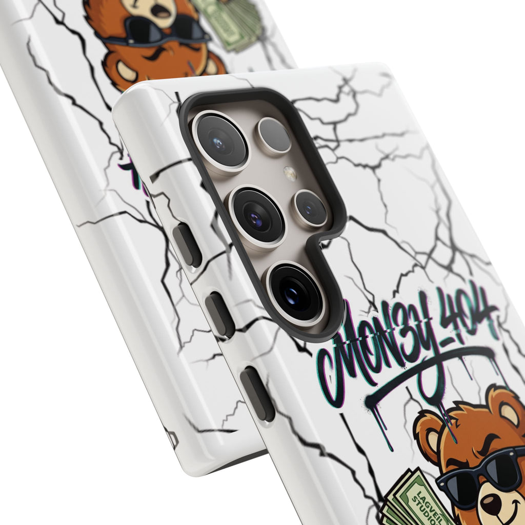 Money Bear Phone Case — Cracked Marble Graphic Protective Cover
