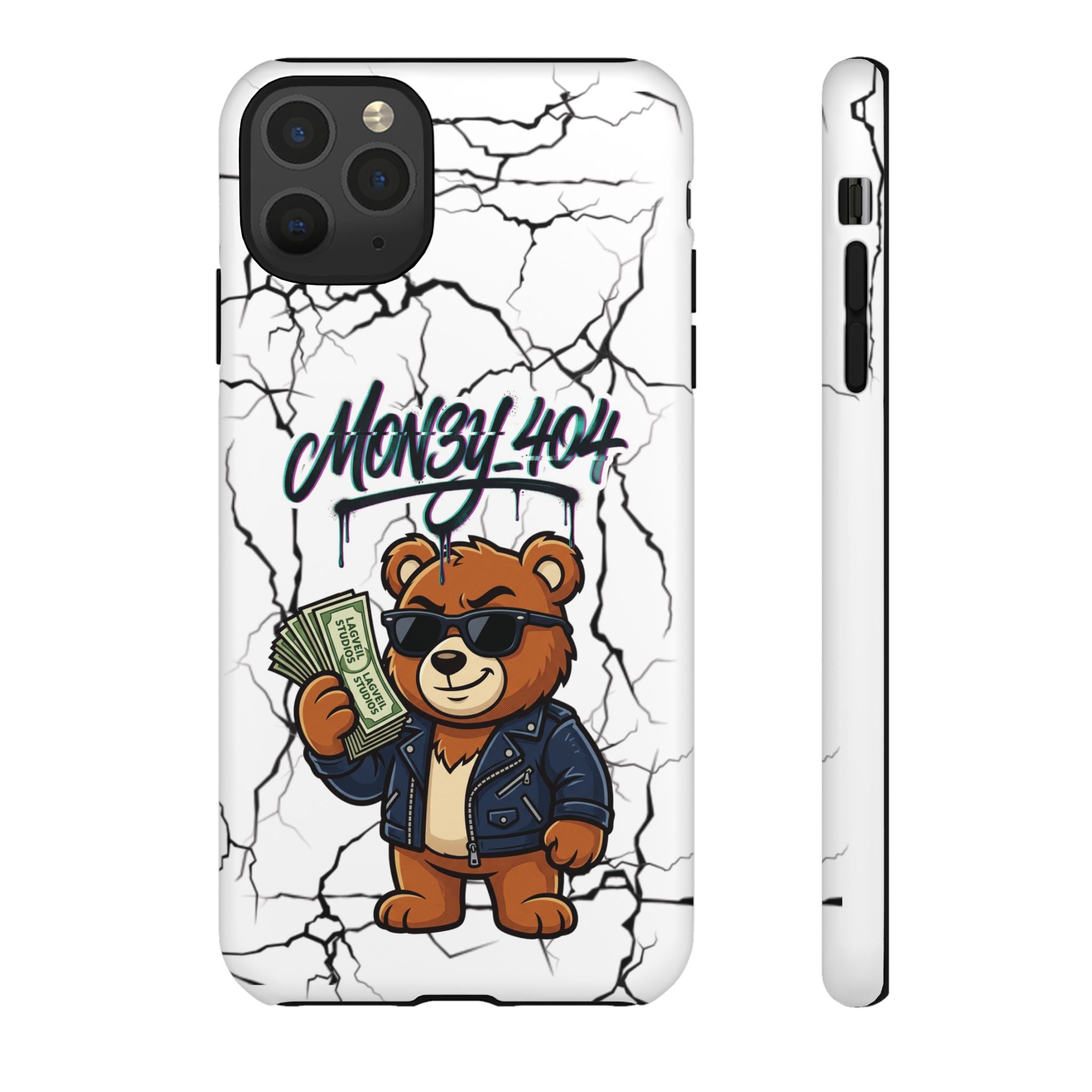 Money Bear Phone Case — Cracked Marble Graphic Protective Cover
