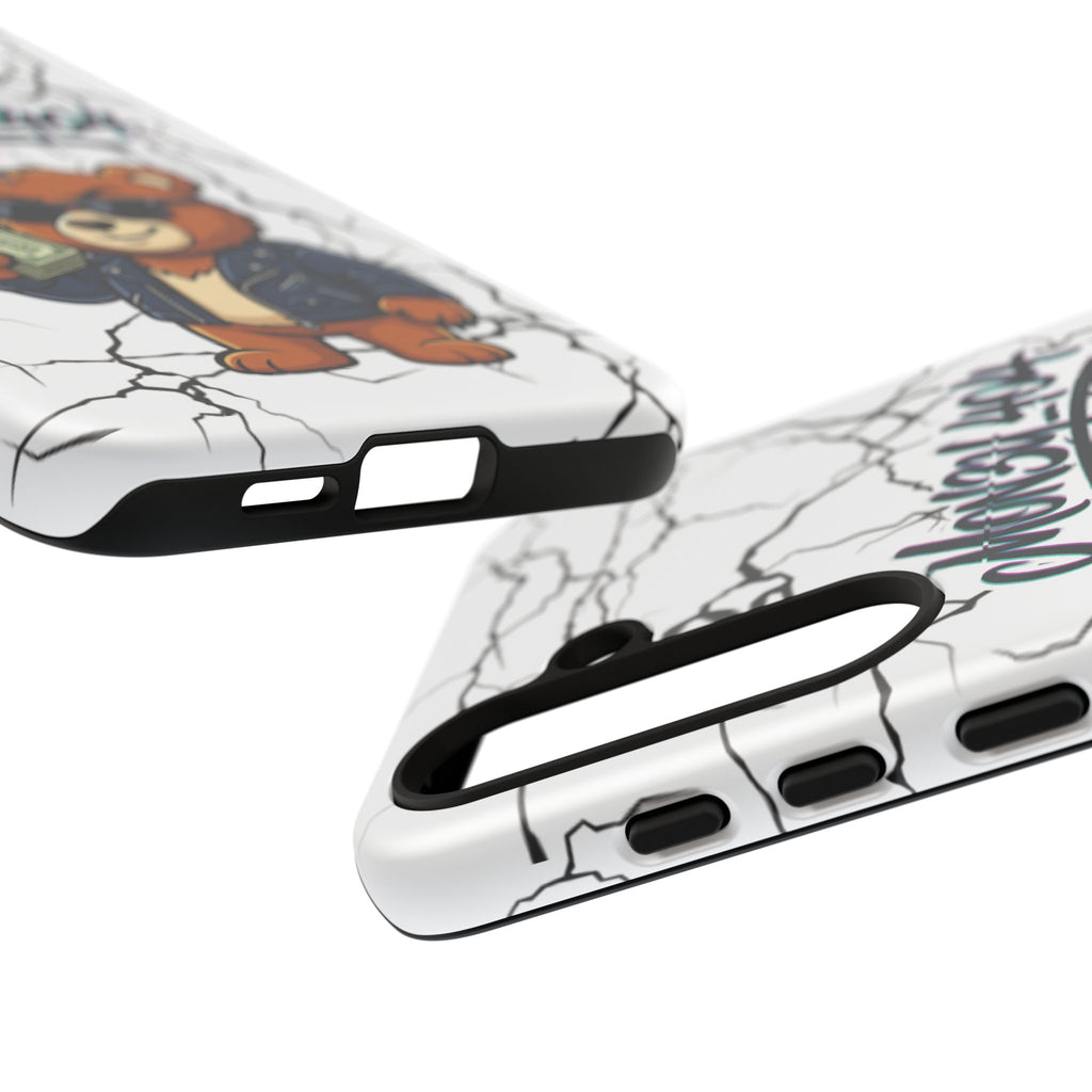 Money Bear Phone Case — Cracked Marble Graphic Protective Cover