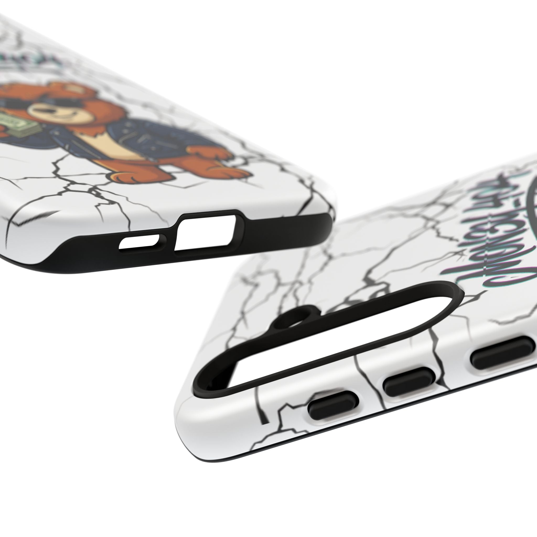 Money Bear Phone Case — Cracked Marble Graphic Protective Cover