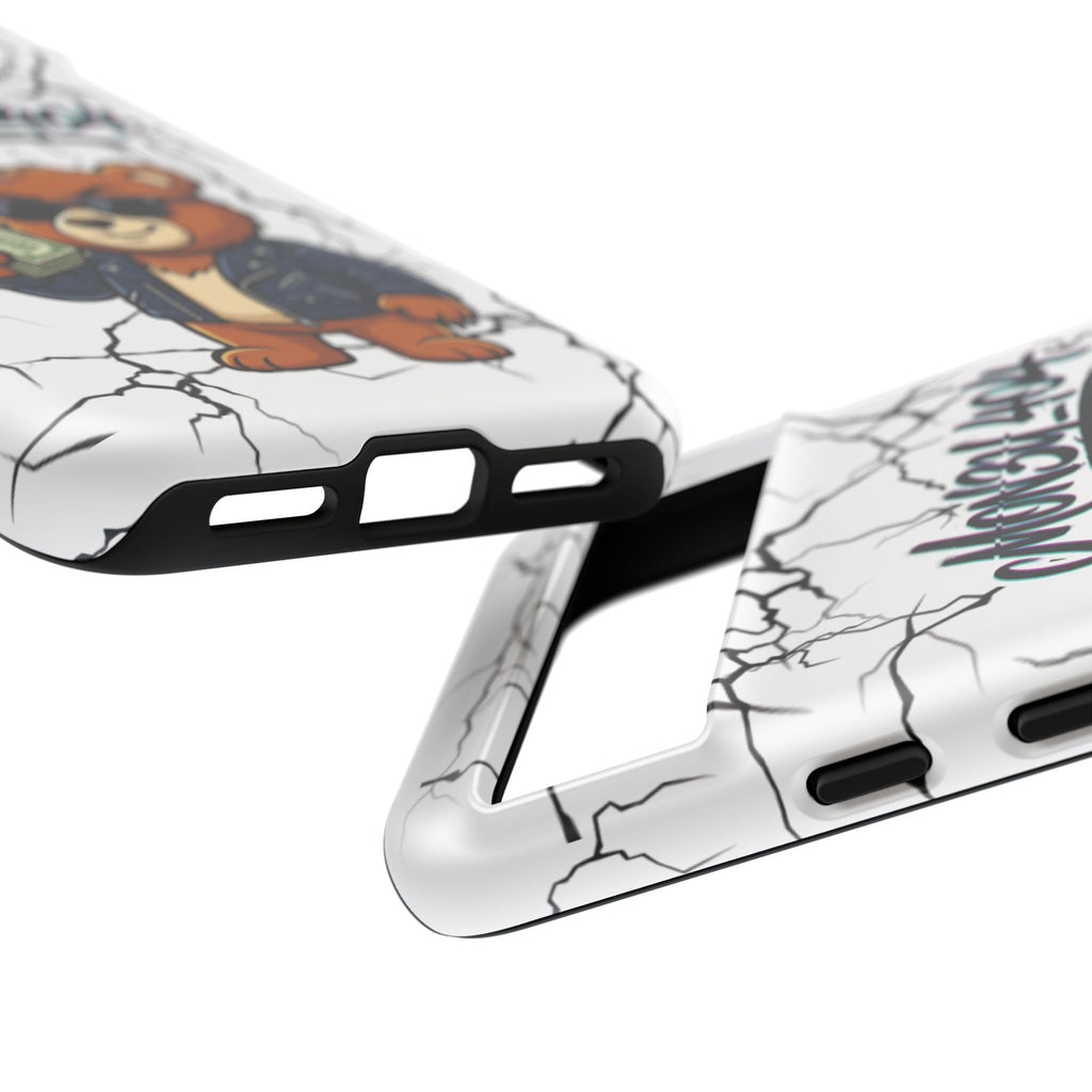 Money Bear Phone Case — Cracked Marble Graphic Protective Cover