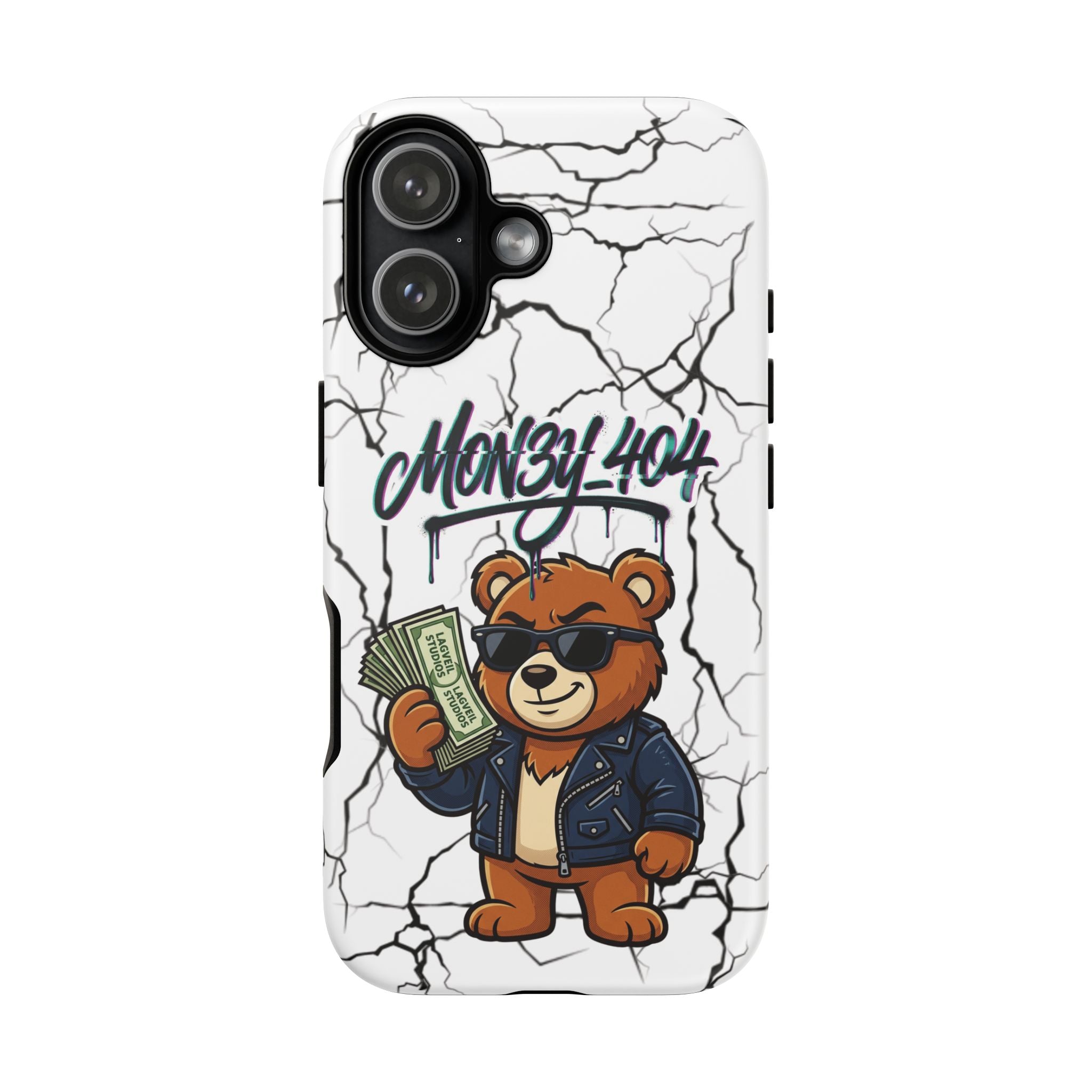 Money Bear Phone Case — Cracked Marble Graphic Protective Cover