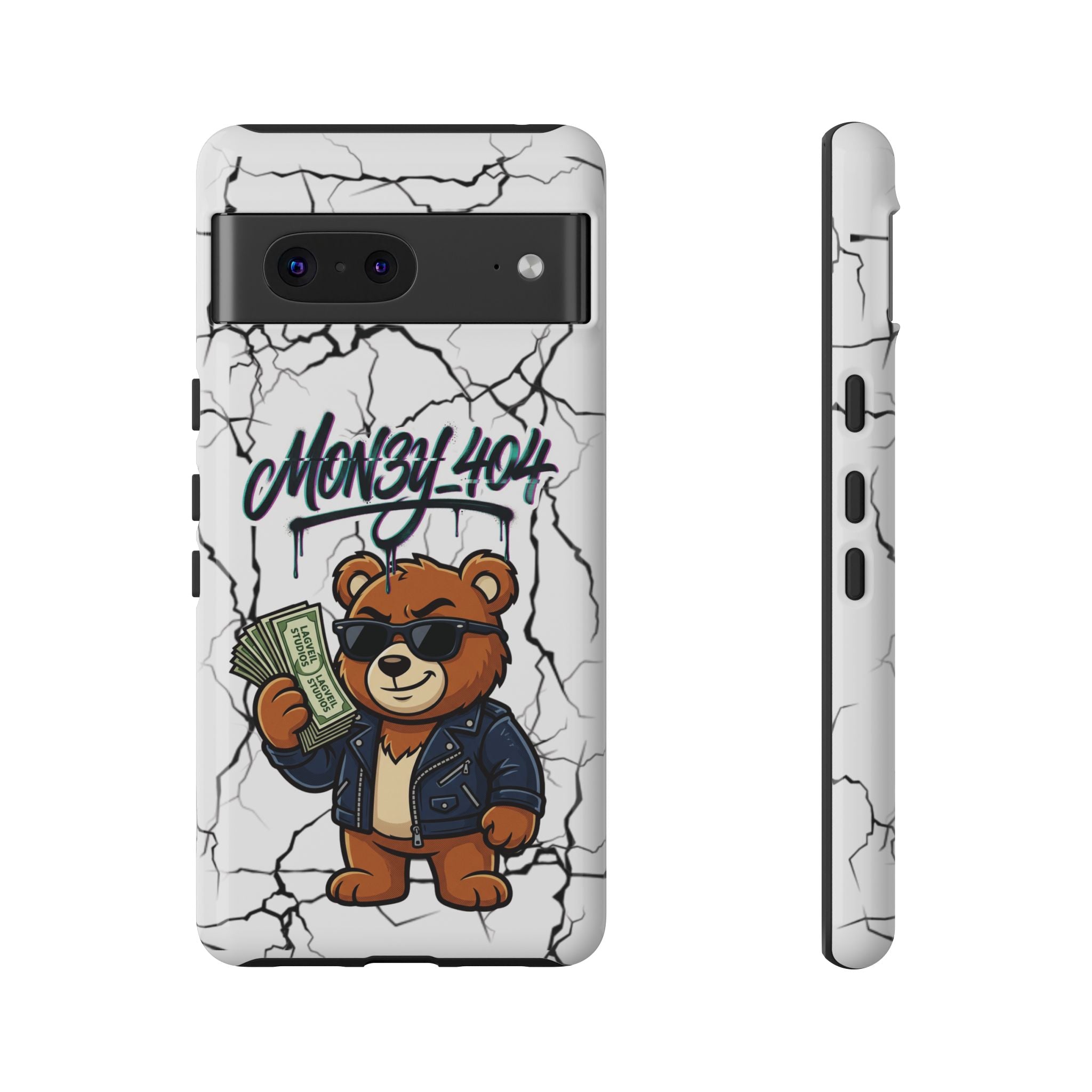 Money Bear Phone Case — Cracked Marble Graphic Protective Cover