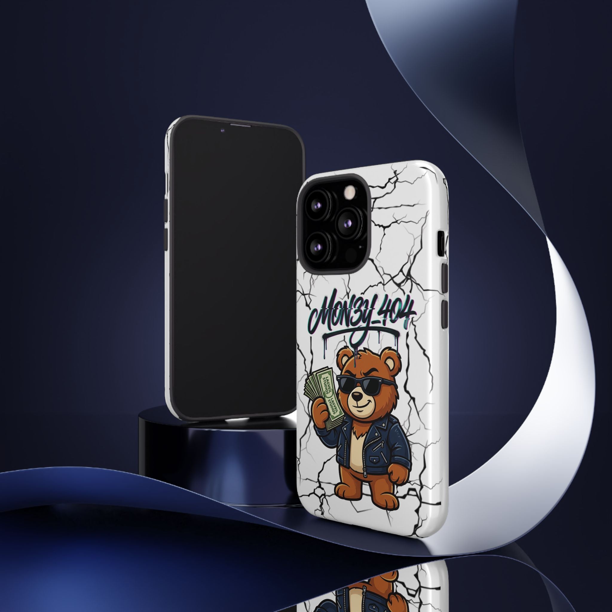 Money Bear Phone Case — Cracked Marble Graphic Protective Cover