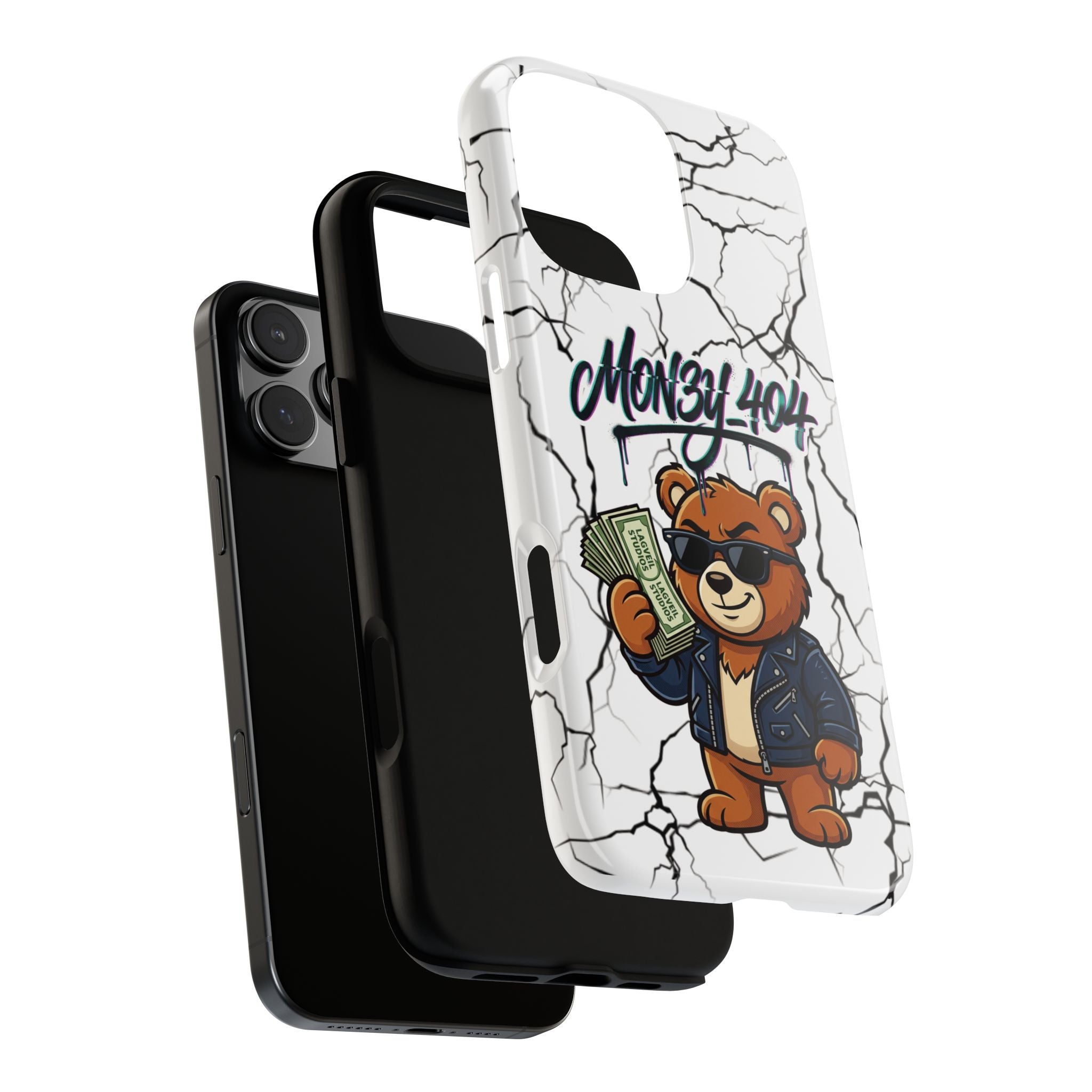 Money Bear Phone Case — Cracked Marble Graphic Protective Cover