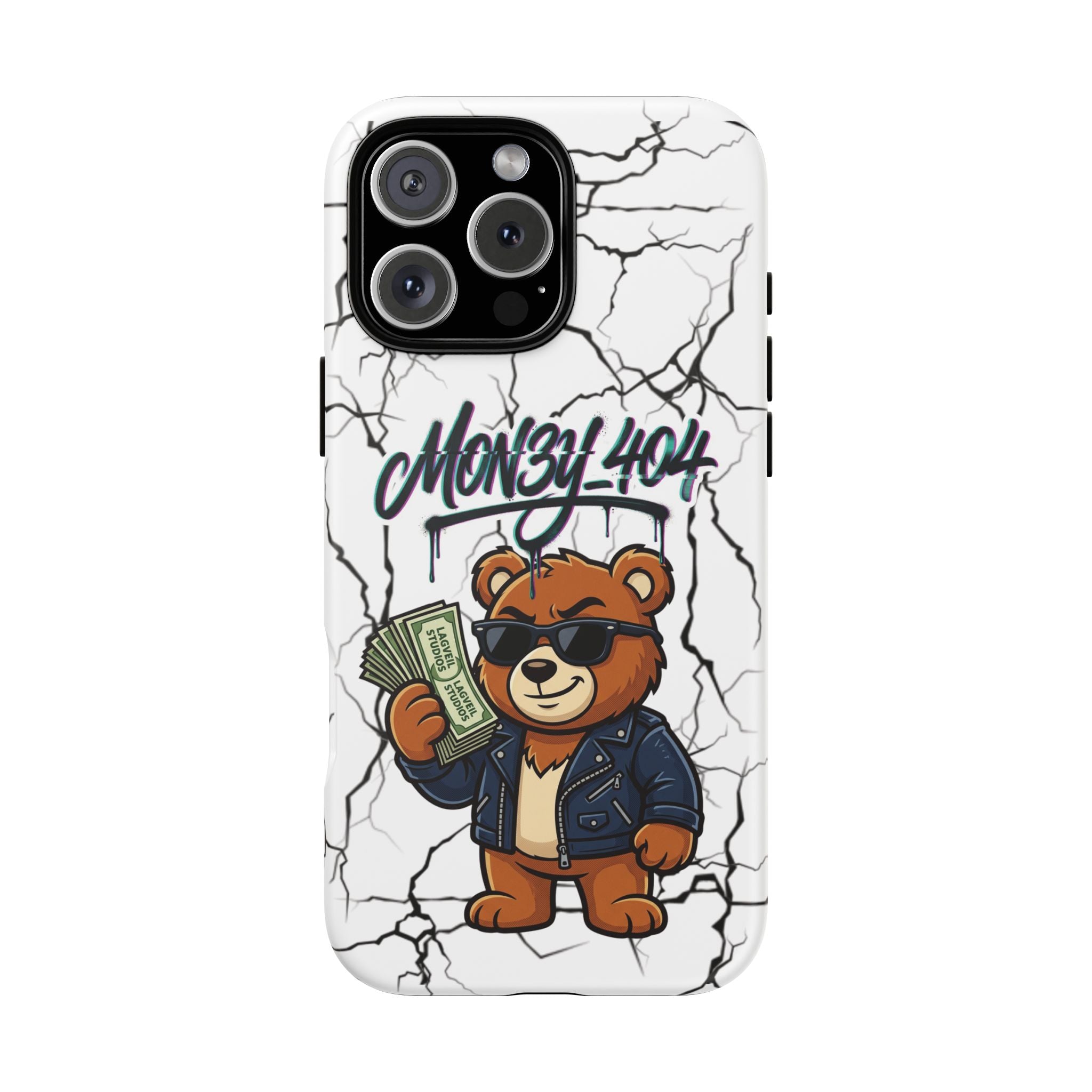 Money Bear Phone Case — Cracked Marble Graphic Protective Cover