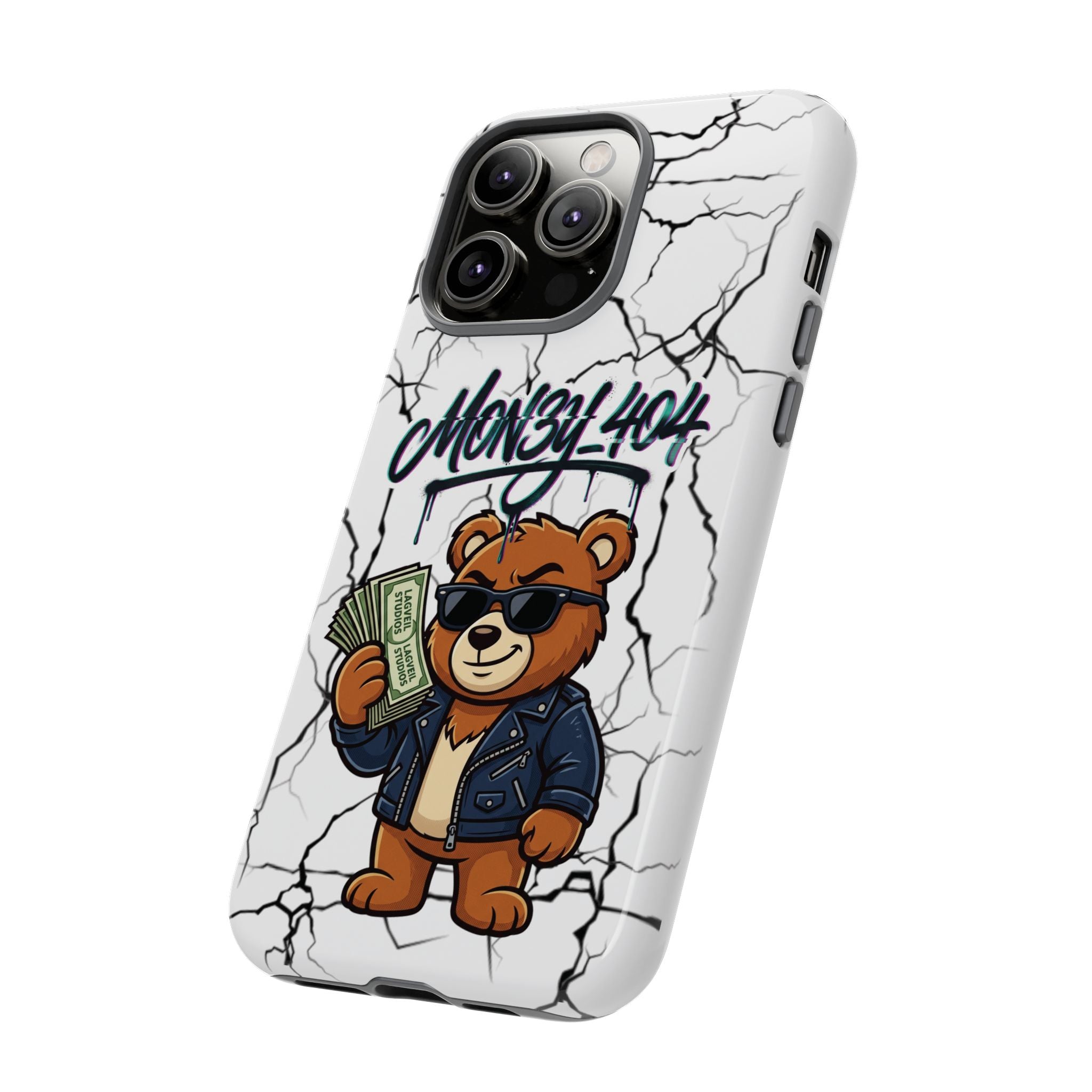 Money Bear Phone Case — Cracked Marble Graphic Protective Cover
