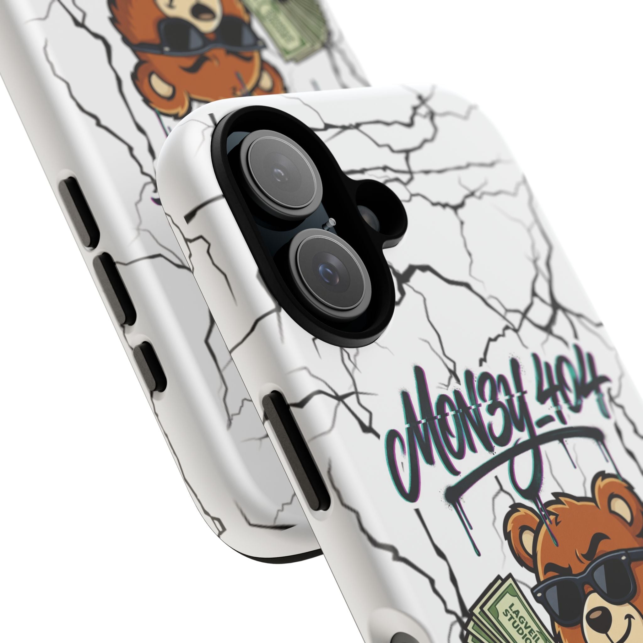 Money Bear Phone Case — Cracked Marble Graphic Protective Cover