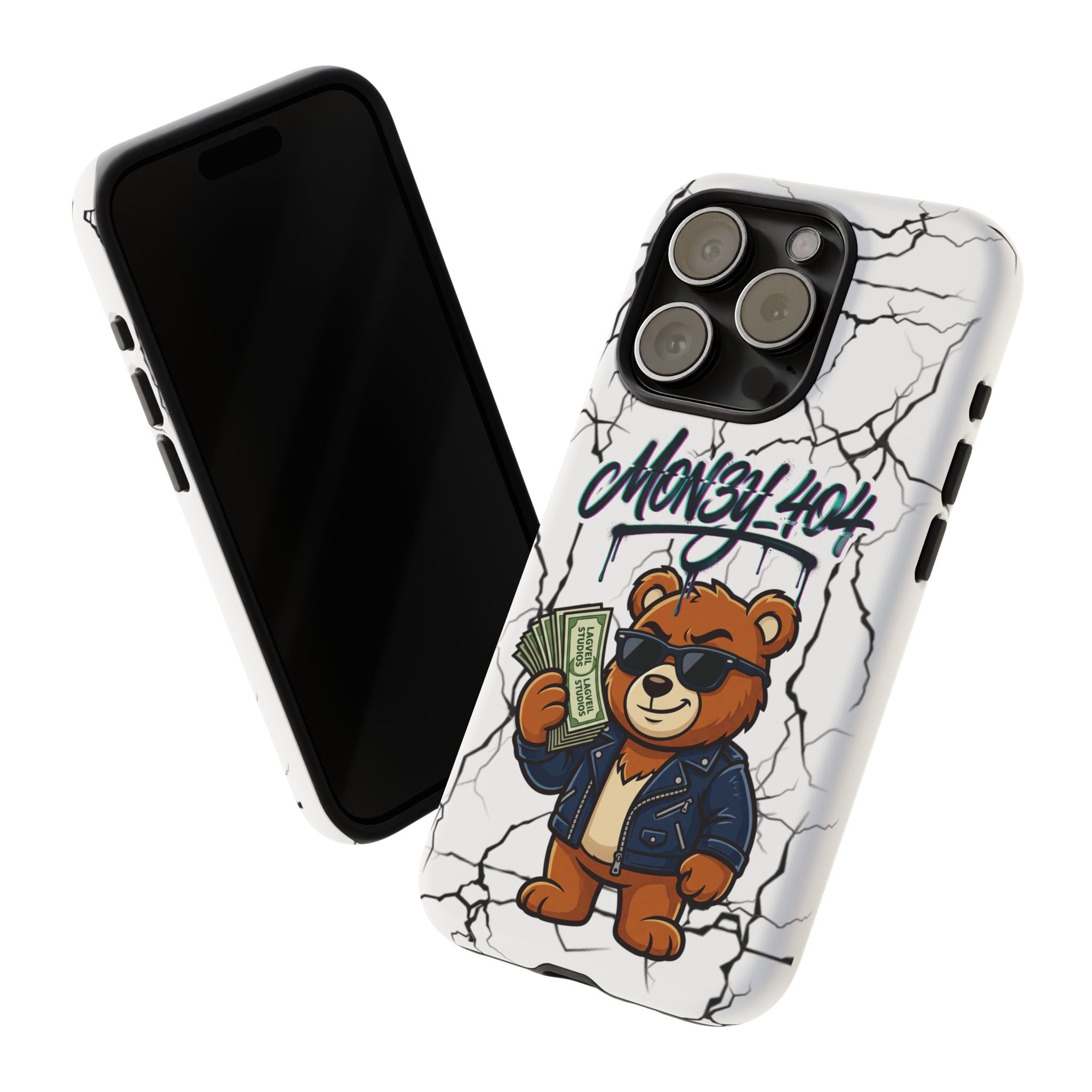 Money Bear Phone Case — Cracked Marble Graphic Protective Cover