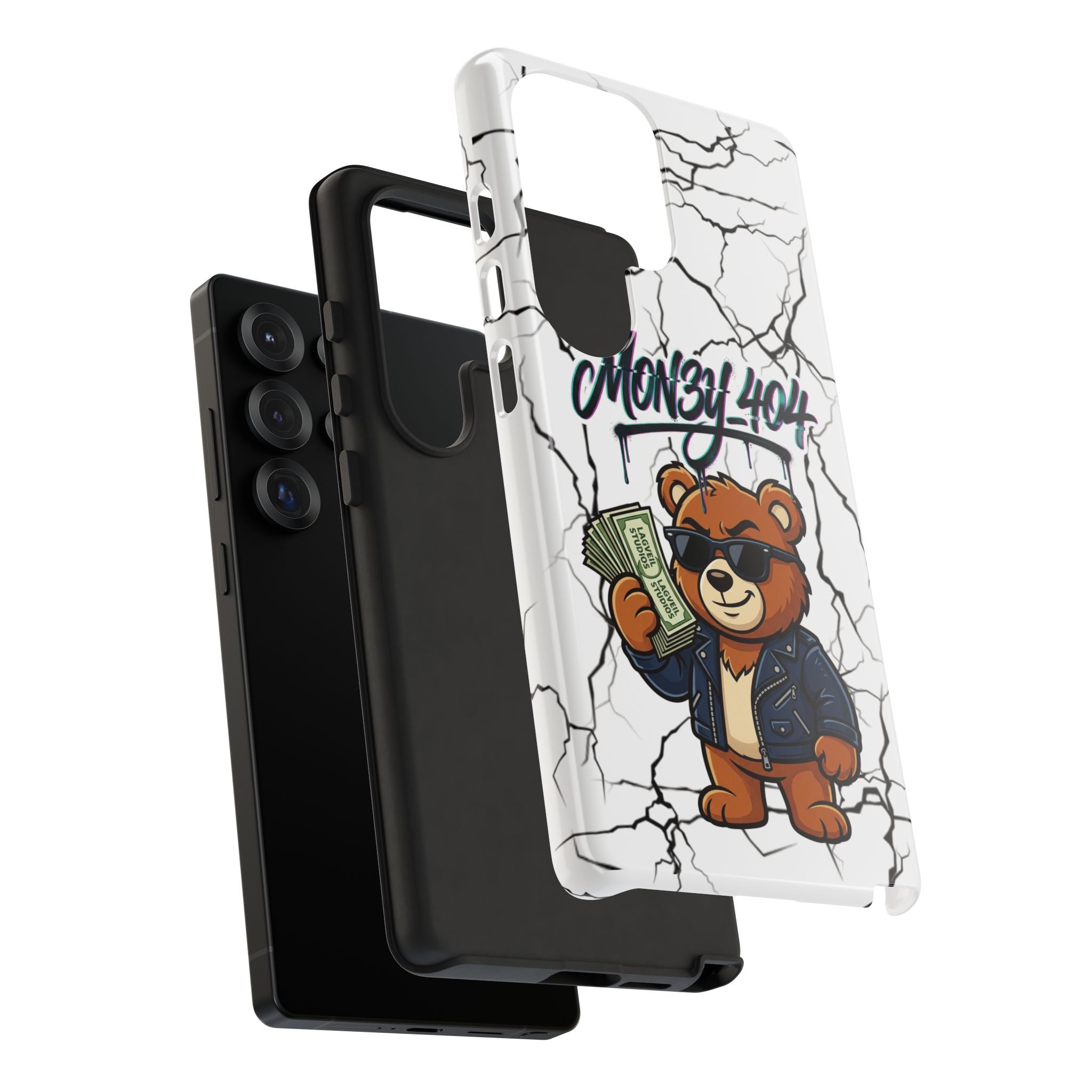 Money Bear Phone Case — Cracked Marble Graphic Protective Cover
