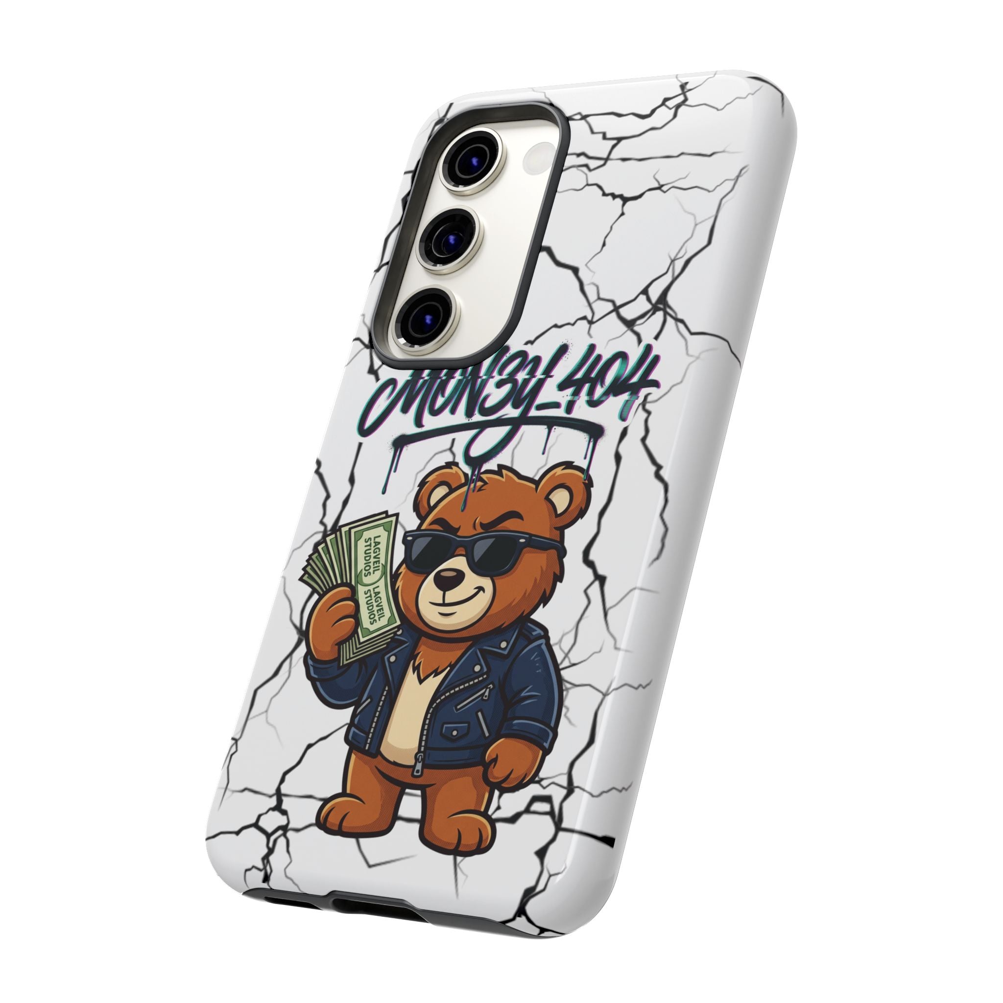 Money Bear Phone Case — Cracked Marble Graphic Protective Cover