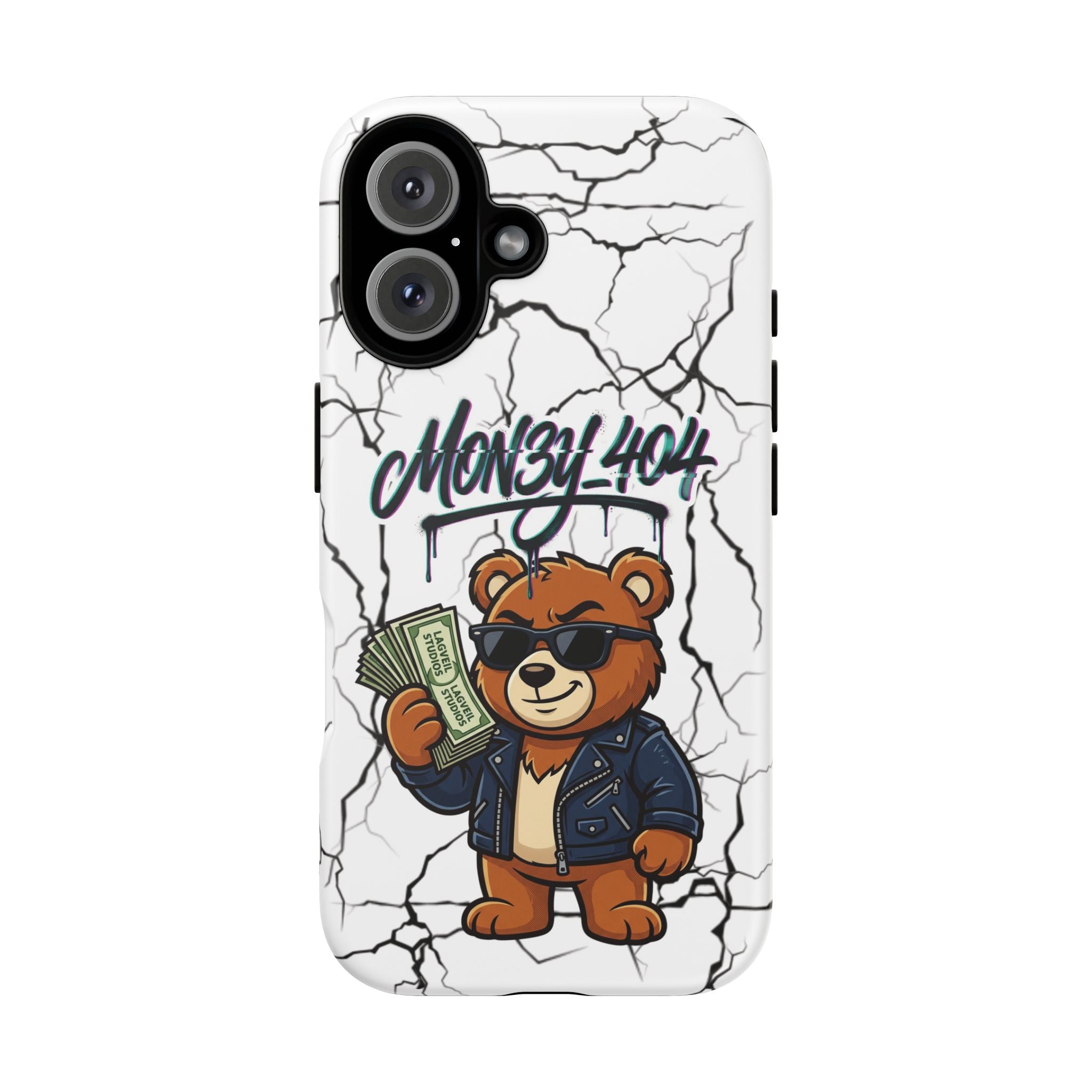 Money Bear Phone Case — Cracked Marble Graphic Protective Cover