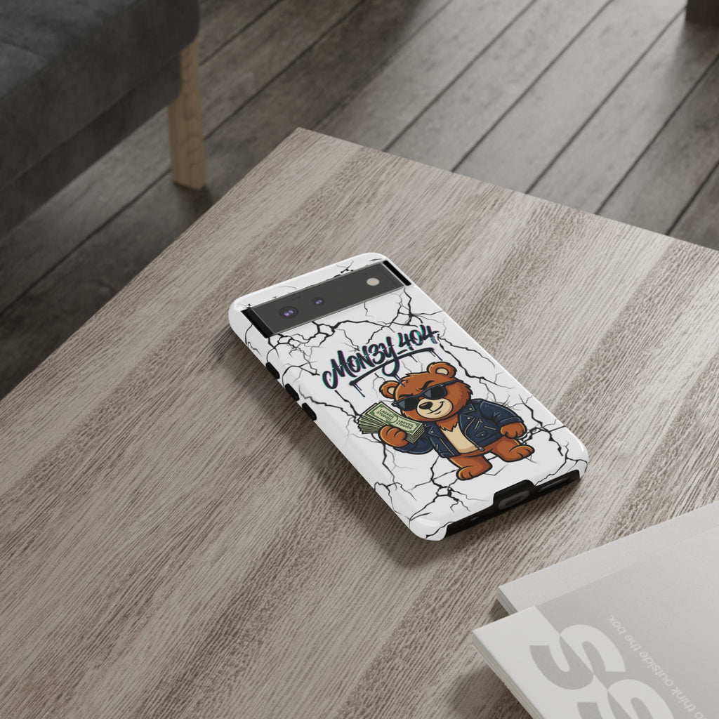 Money Bear Phone Case — Cracked Marble Graphic Protective Cover