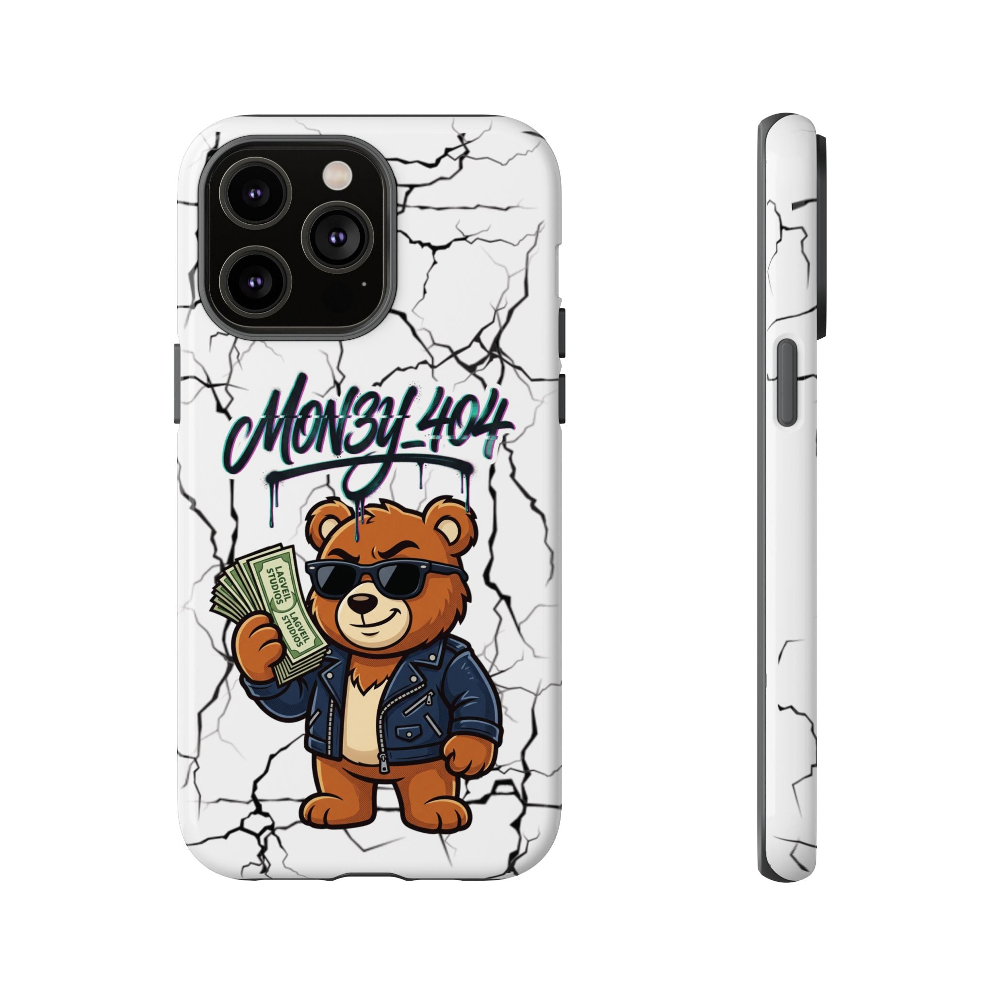 Money Bear Phone Case — Cracked Marble Graphic Protective Cover