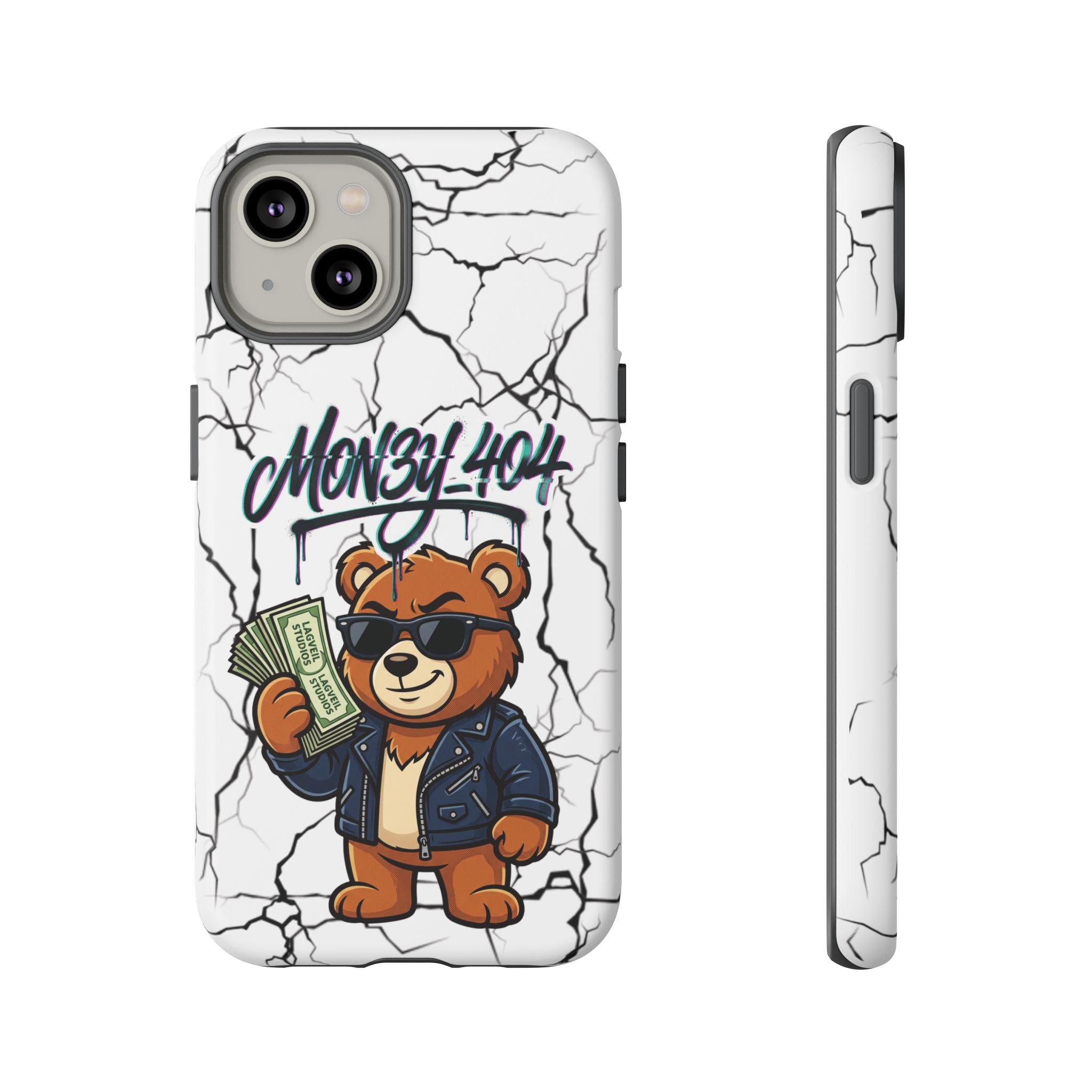 Money Bear Phone Case — Cracked Marble Graphic Protective Cover