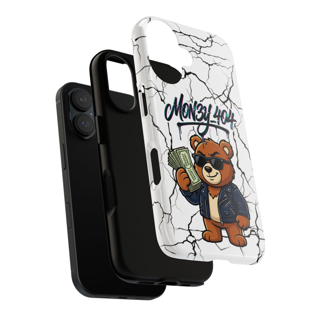 Money Bear Phone Case — Cracked Marble Graphic Protective Cover