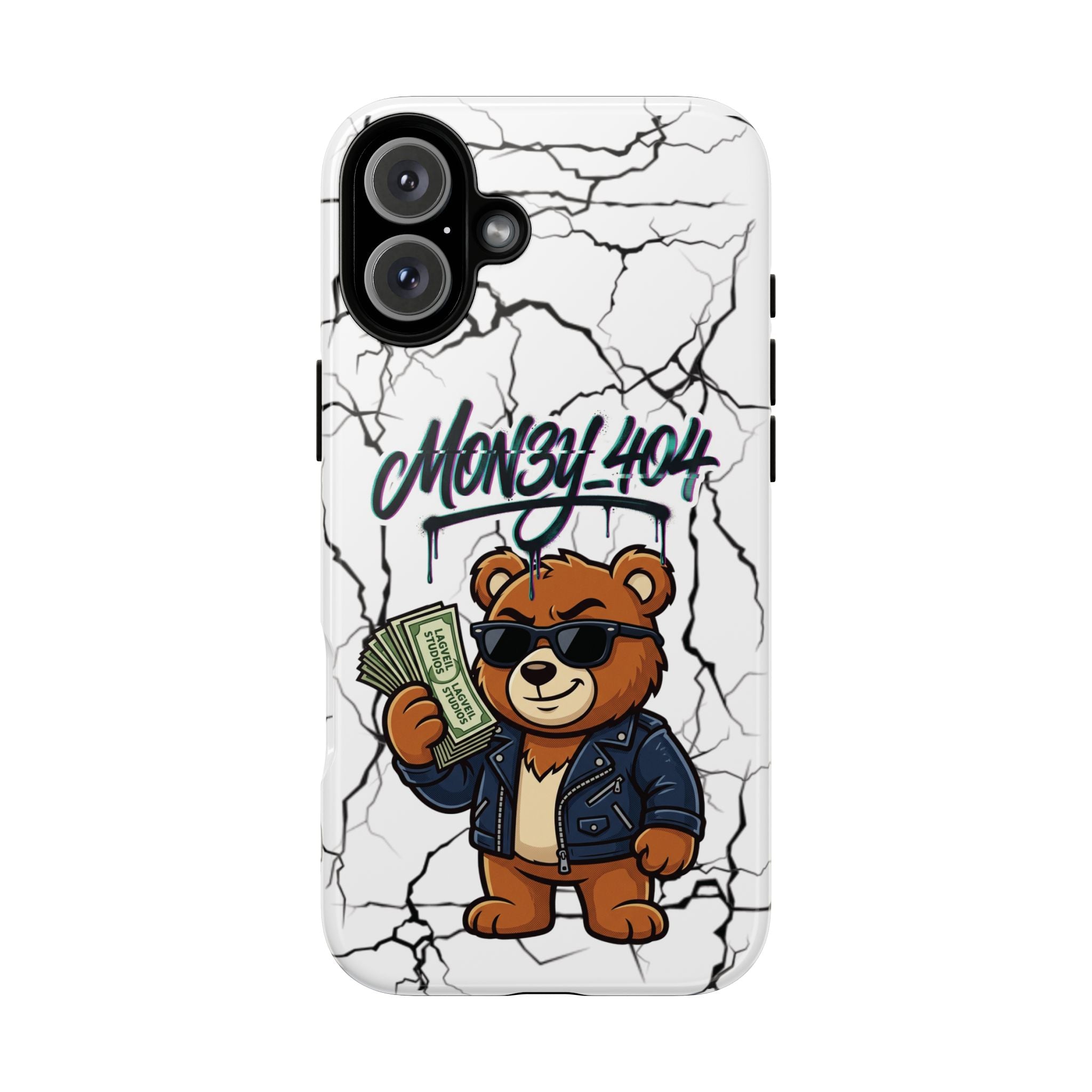 Money Bear Phone Case — Cracked Marble Graphic Protective Cover