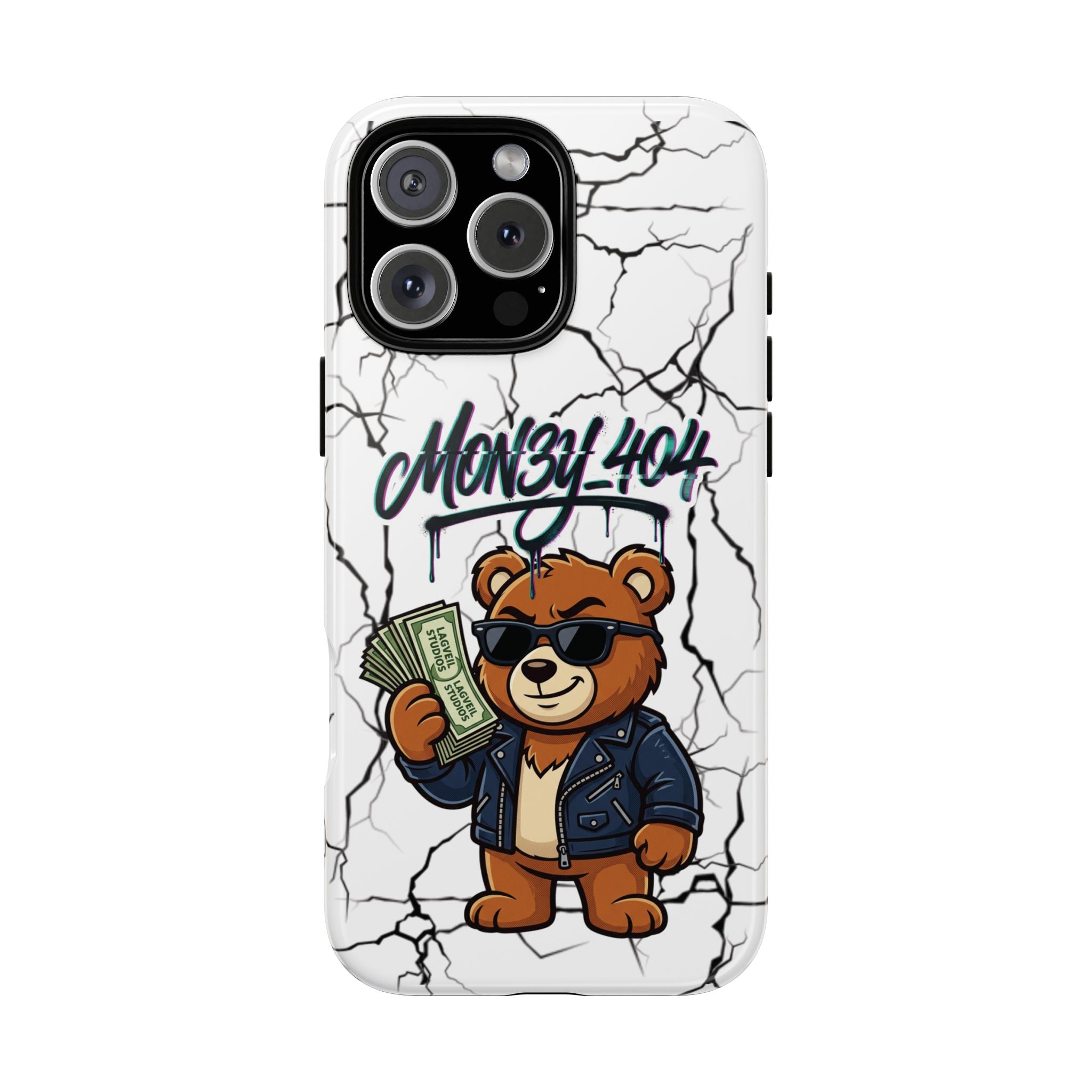 Money Bear Phone Case — Cracked Marble Graphic Protective Cover