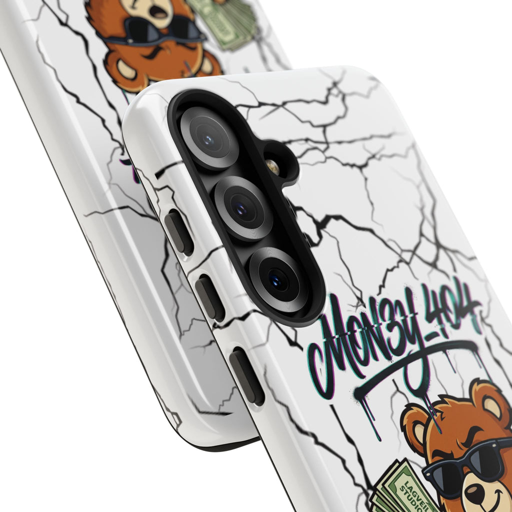 Money Bear Phone Case — Cracked Marble Graphic Protective Cover