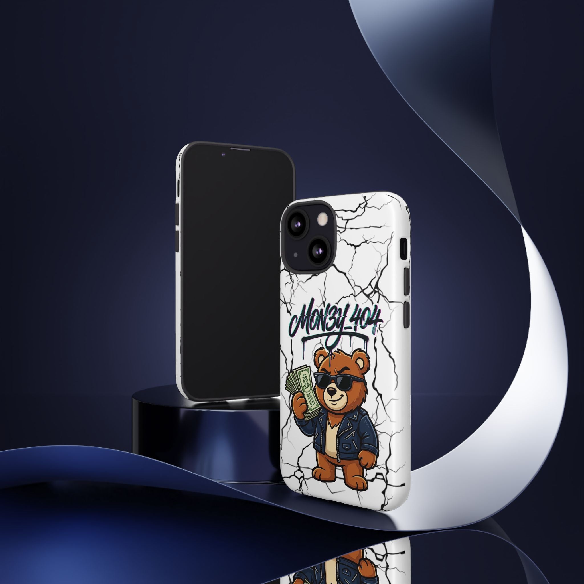Money Bear Phone Case — Cracked Marble Graphic Protective Cover