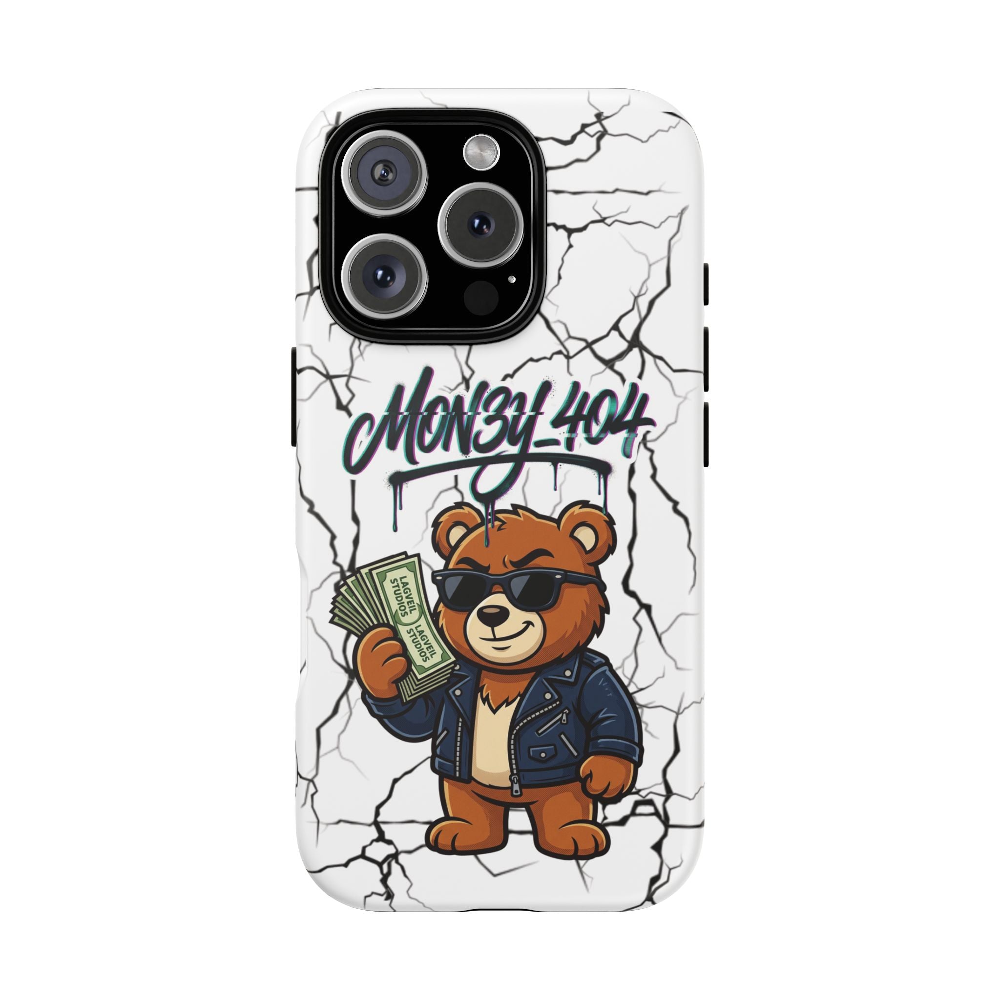 Money Bear Phone Case — Cracked Marble Graphic Protective Cover