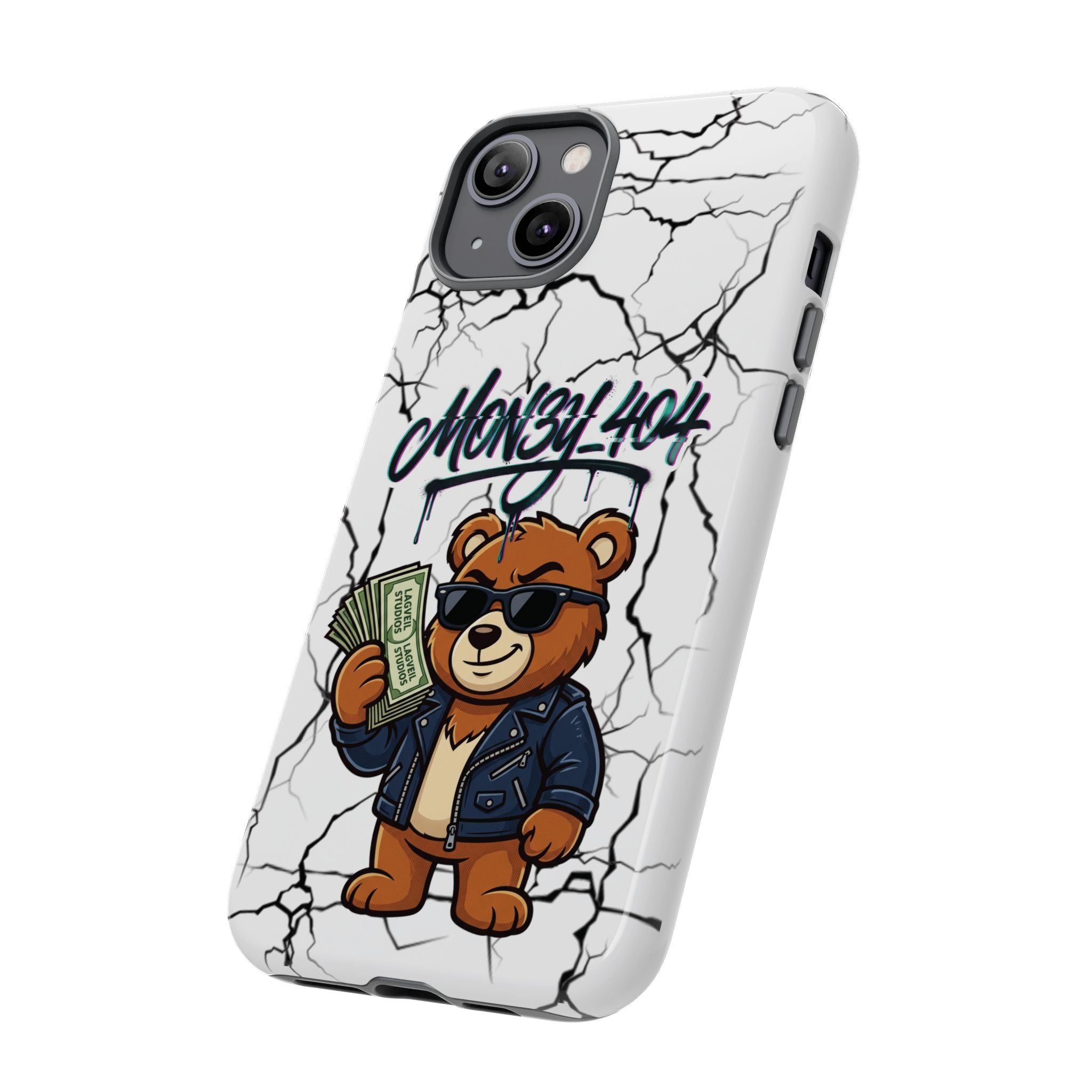Money Bear Phone Case — Cracked Marble Graphic Protective Cover