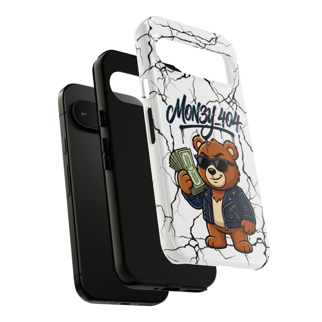 Money Bear Phone Case — Cracked Marble Graphic Protective Cover