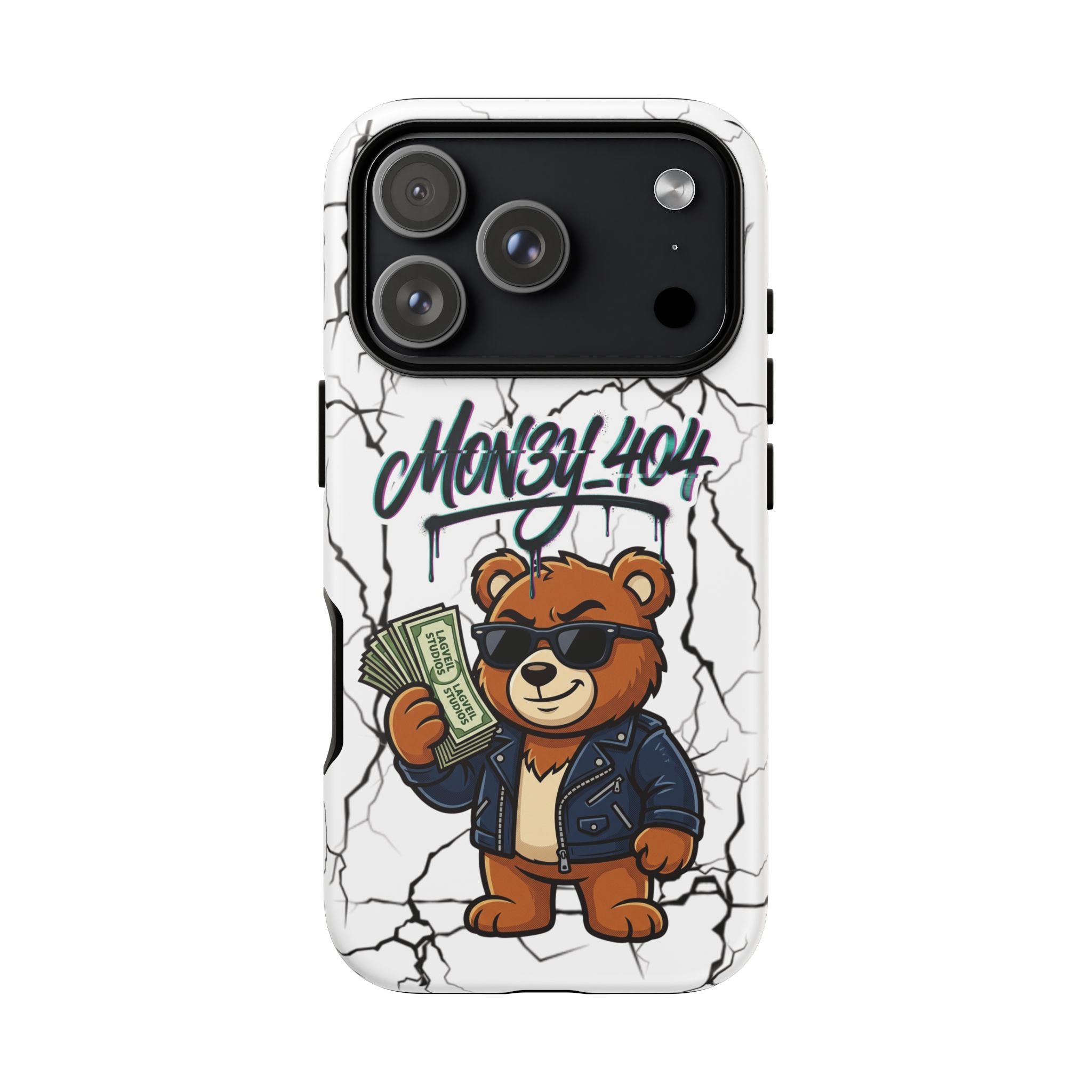 Money Bear Phone Case — Cracked Marble Graphic Protective Cover