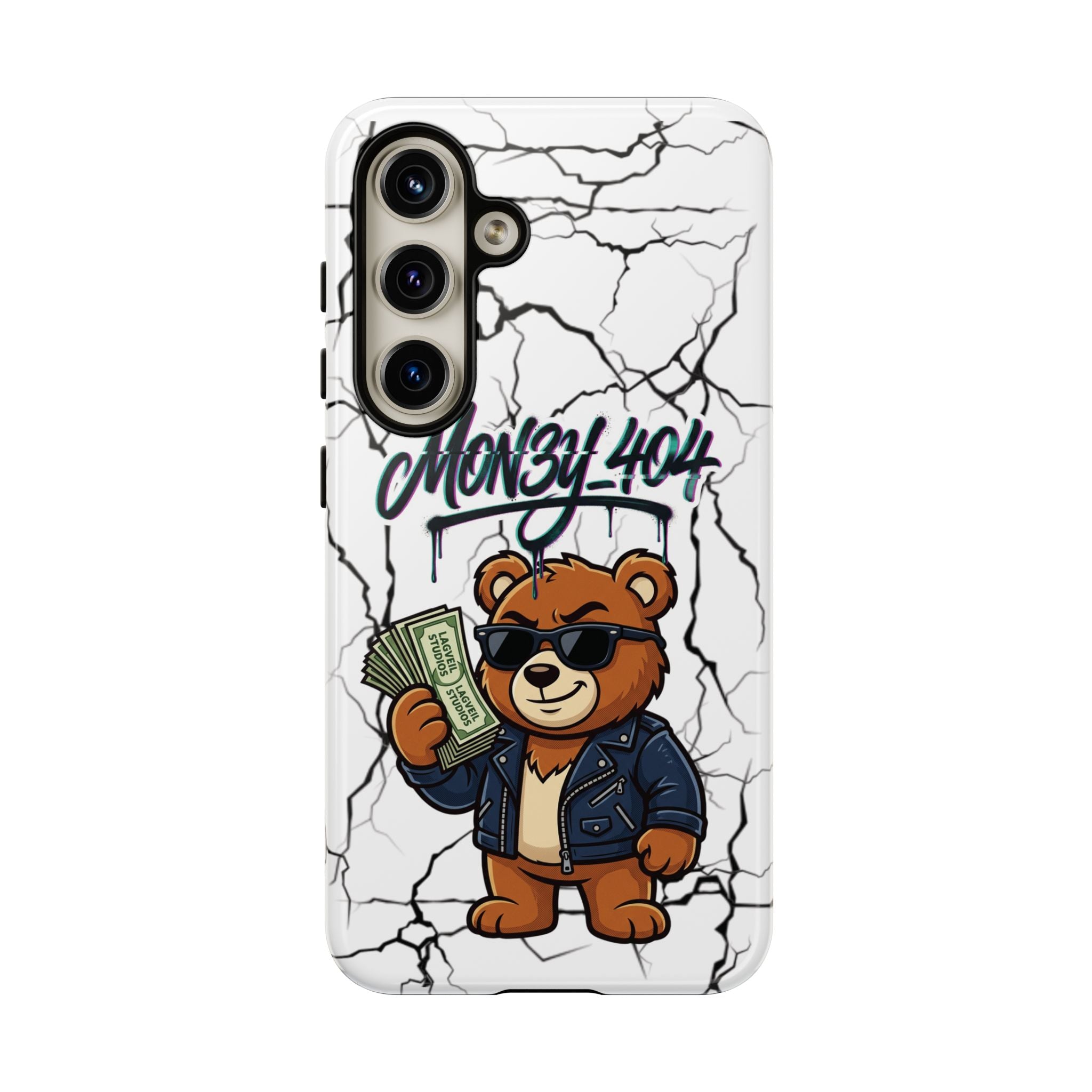 Money Bear Phone Case — Cracked Marble Graphic Protective Cover