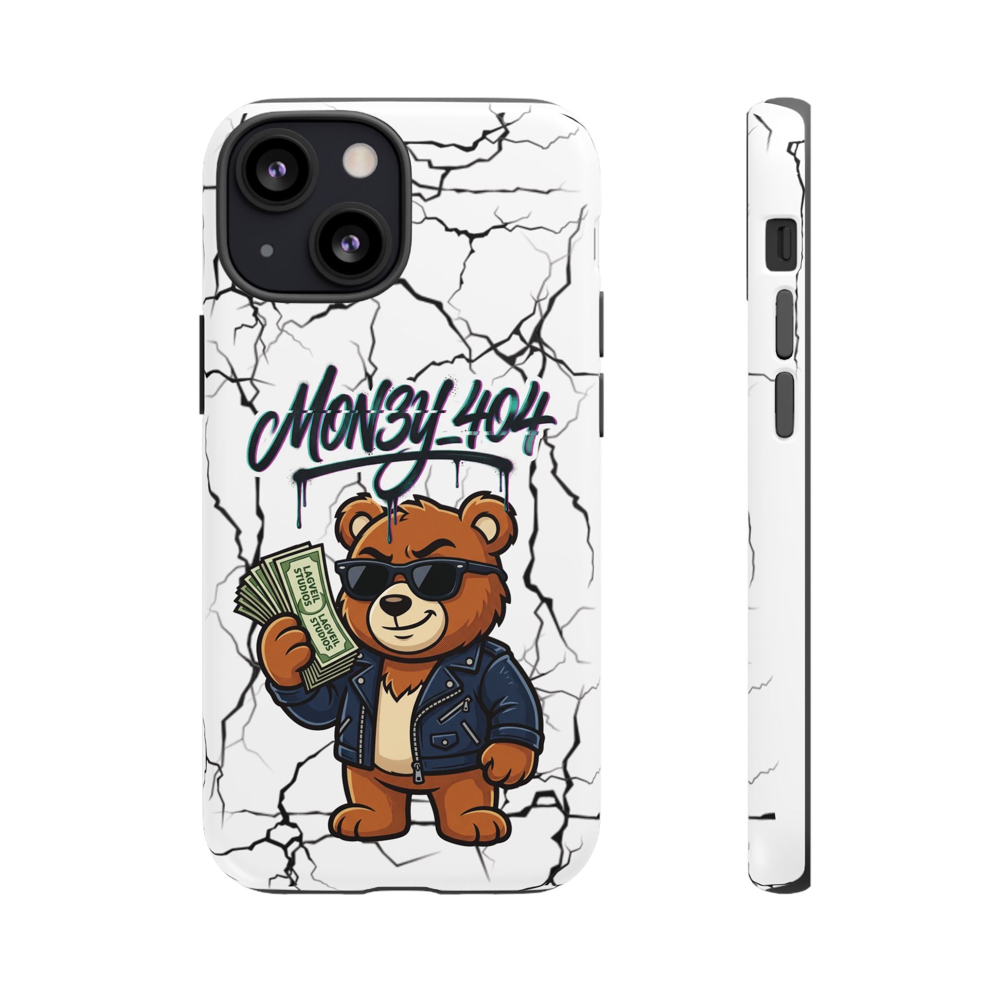 Money Bear Phone Case — Cracked Marble Graphic Protective Cover