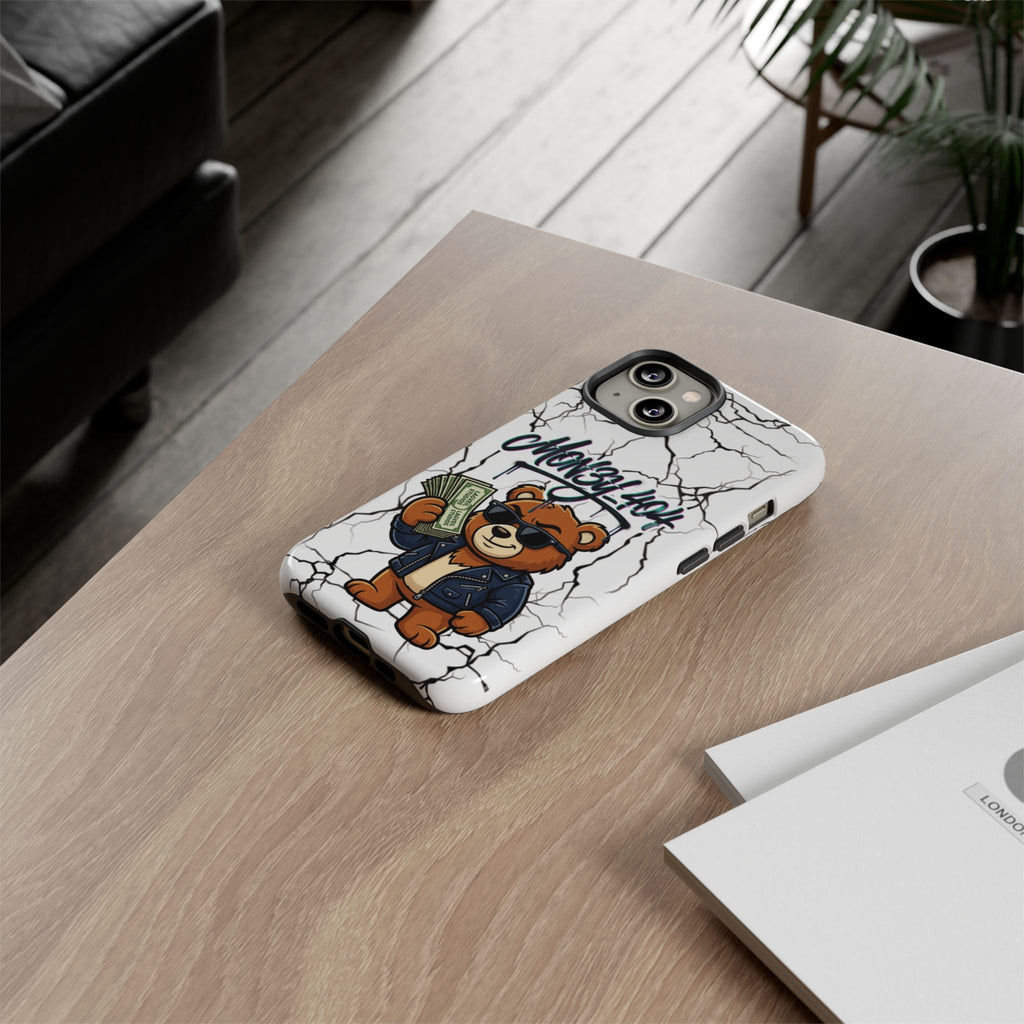 Money Bear Phone Case — Cracked Marble Graphic Protective Cover