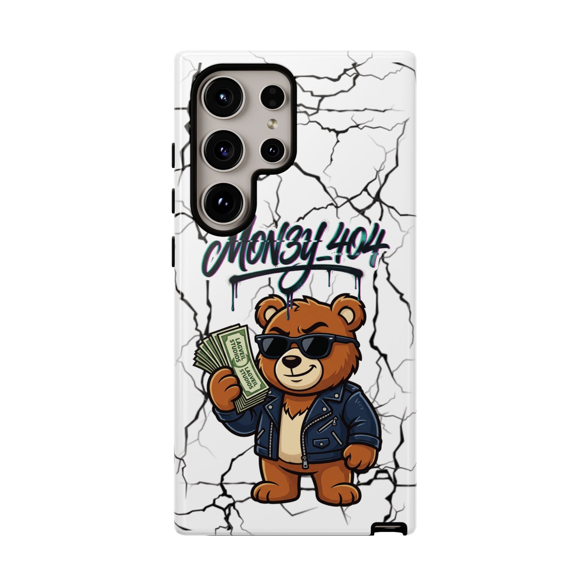 Money Bear Phone Case — Cracked Marble Graphic Protective Cover