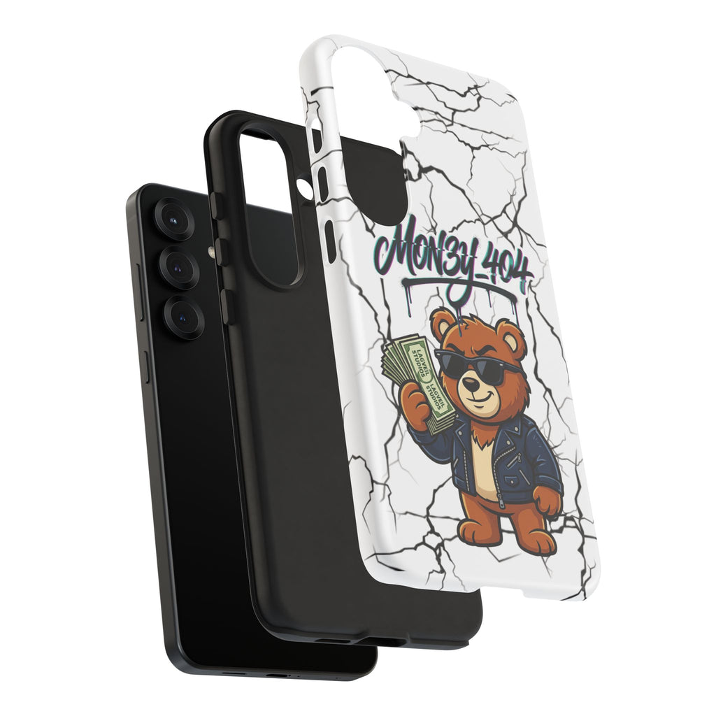 Money Bear Phone Case — Cracked Marble Graphic Protective Cover