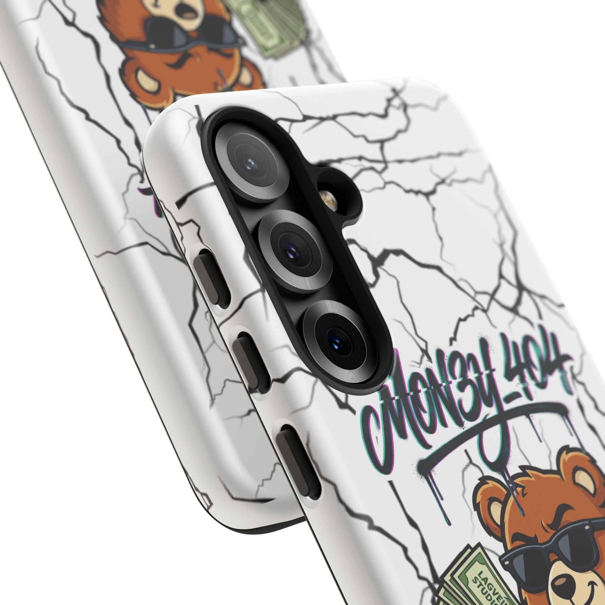 Money Bear Phone Case — Cracked Marble Graphic Protective Cover