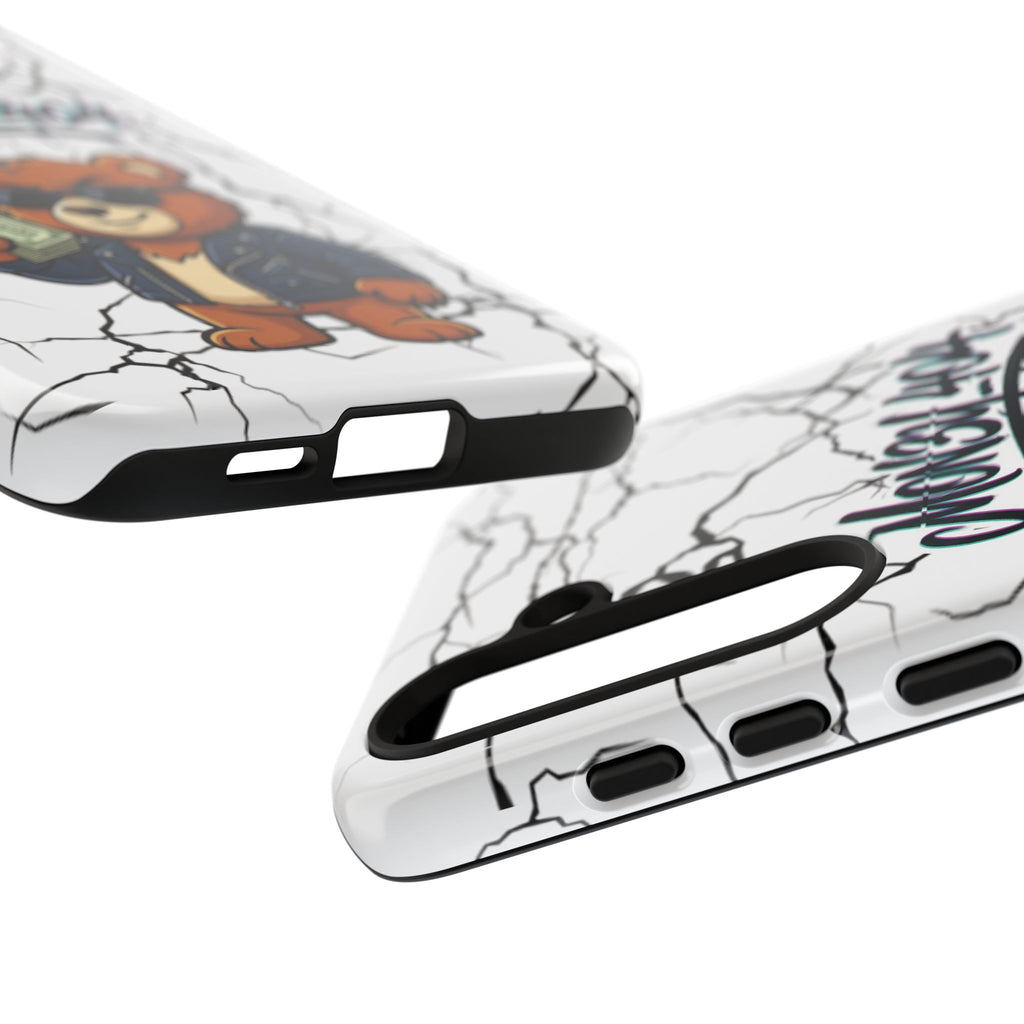 Money Bear Phone Case — Cracked Marble Graphic Protective Cover