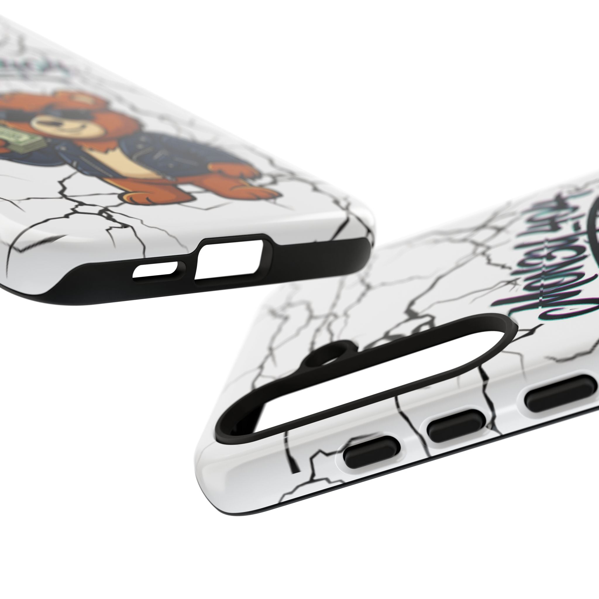 Money Bear Phone Case — Cracked Marble Graphic Protective Cover