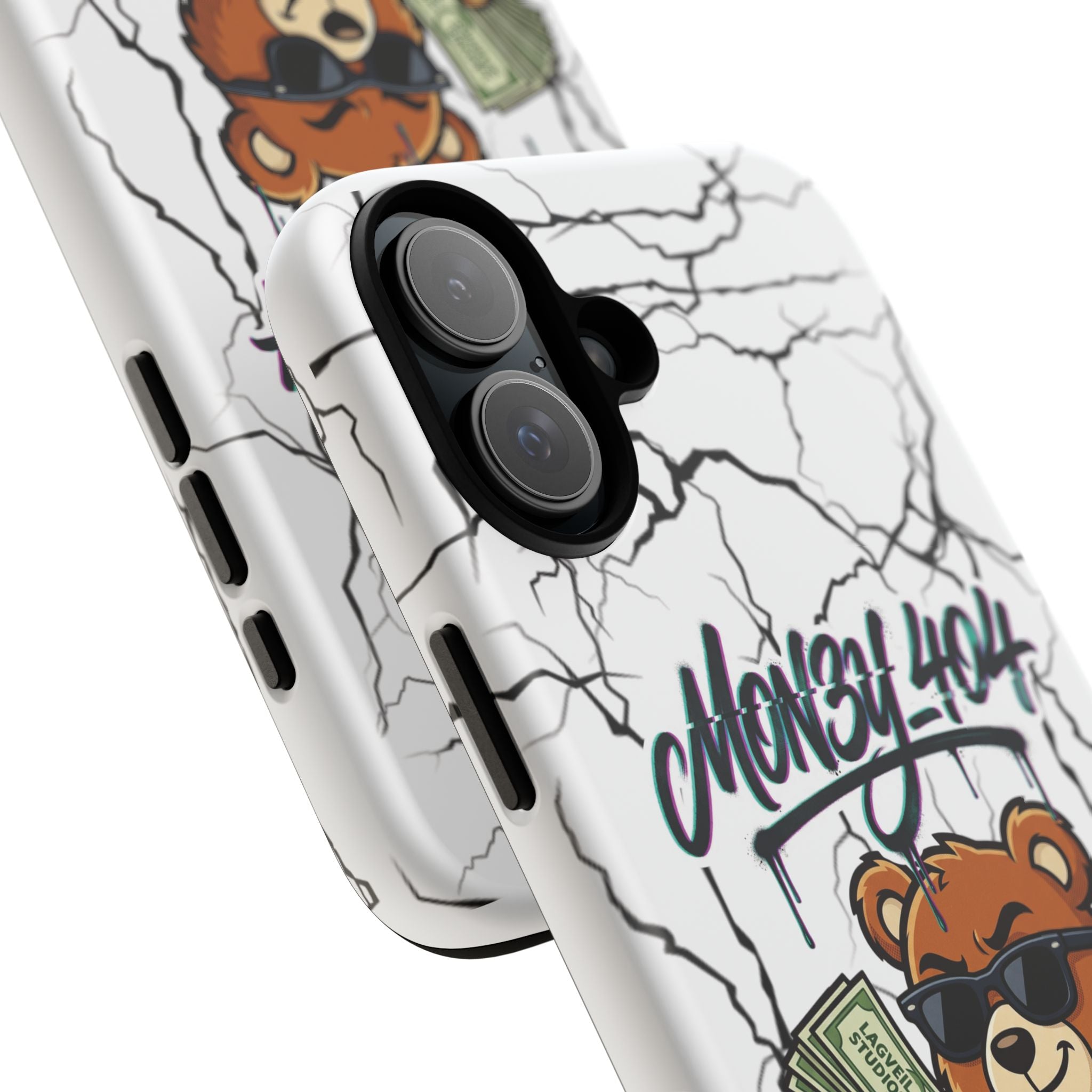 Money Bear Phone Case — Cracked Marble Graphic Protective Cover