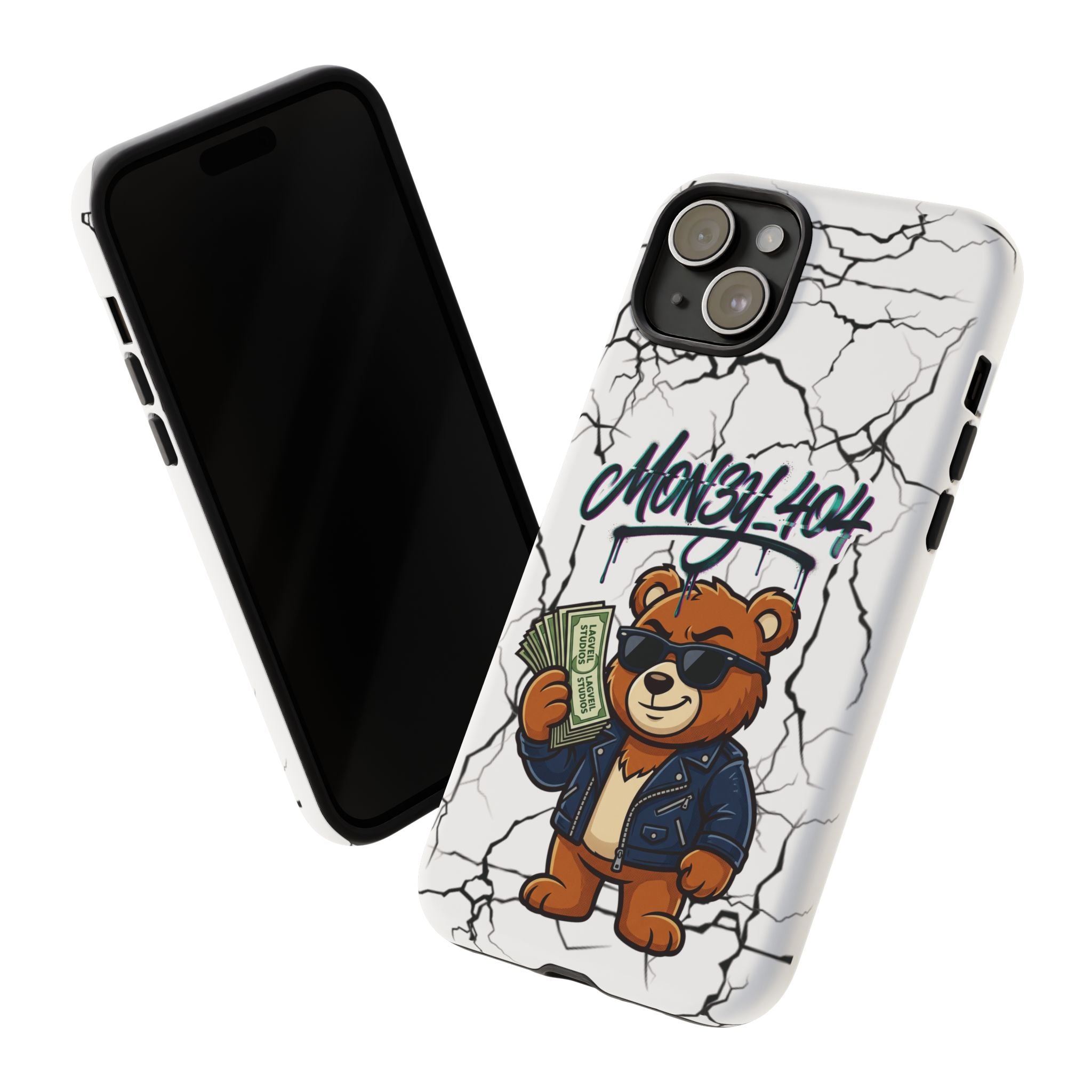 Money Bear Phone Case — Cracked Marble Graphic Protective Cover
