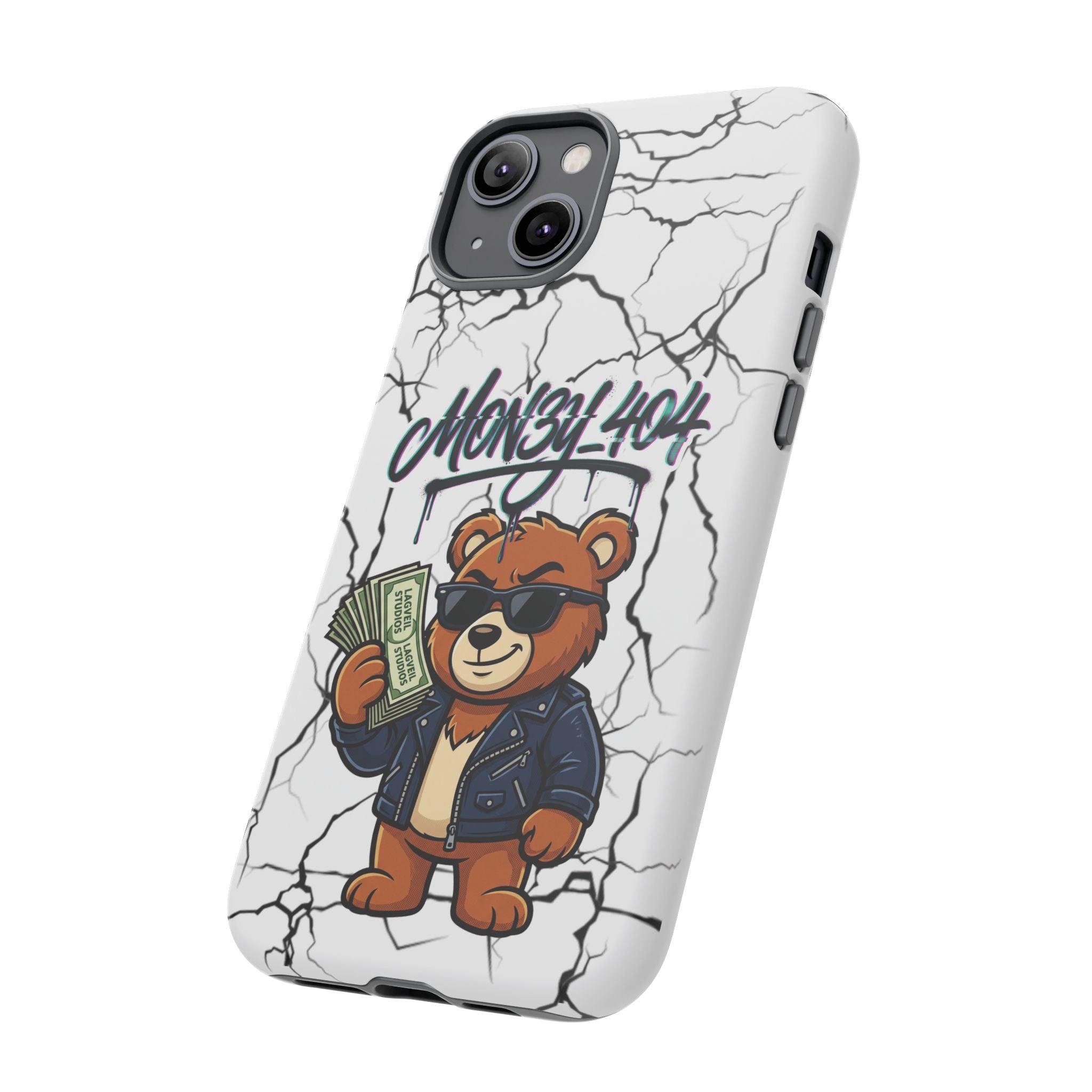 Money Bear Phone Case — Cracked Marble Graphic Protective Cover