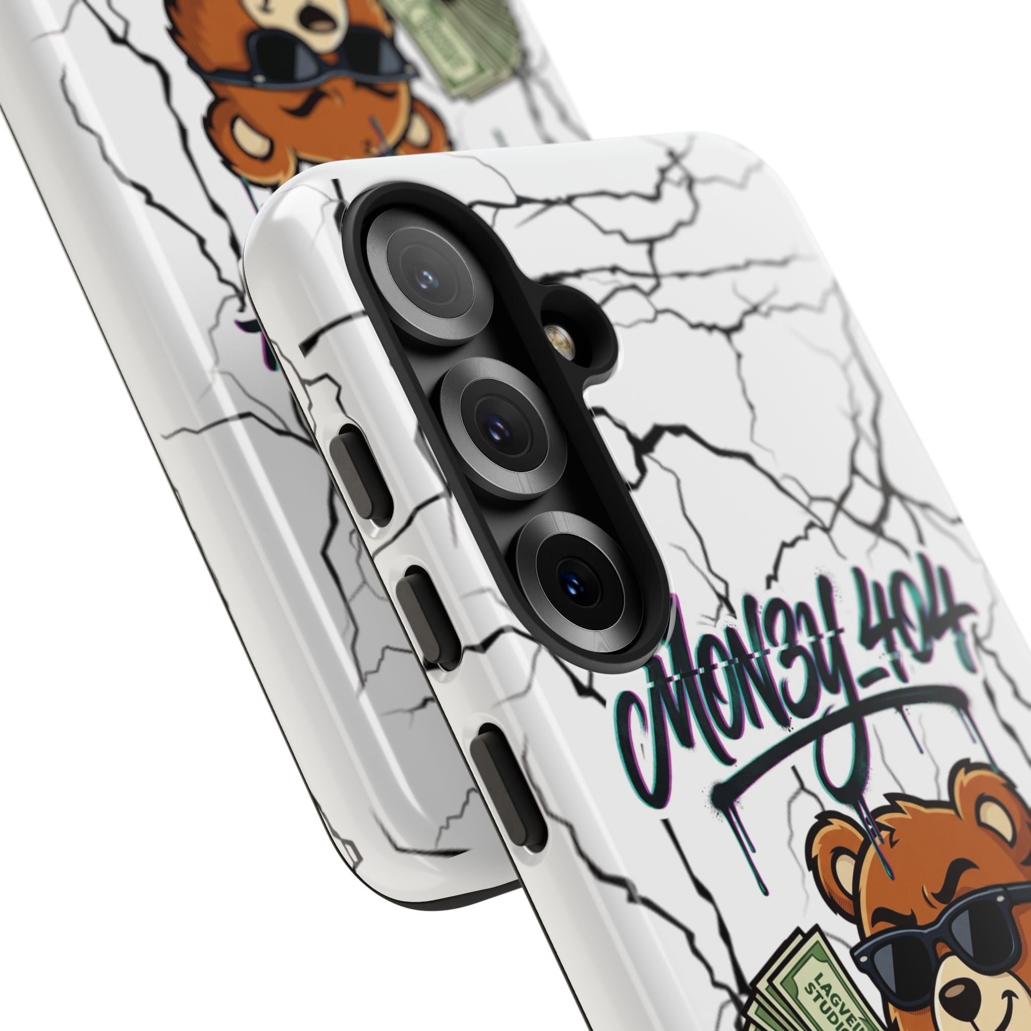 Money Bear Phone Case — Cracked Marble Graphic Protective Cover