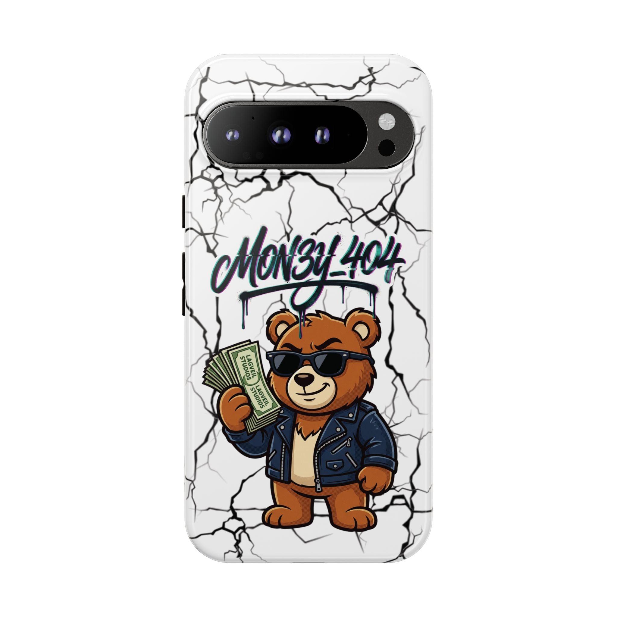 Money Bear Phone Case — Cracked Marble Graphic Protective Cover