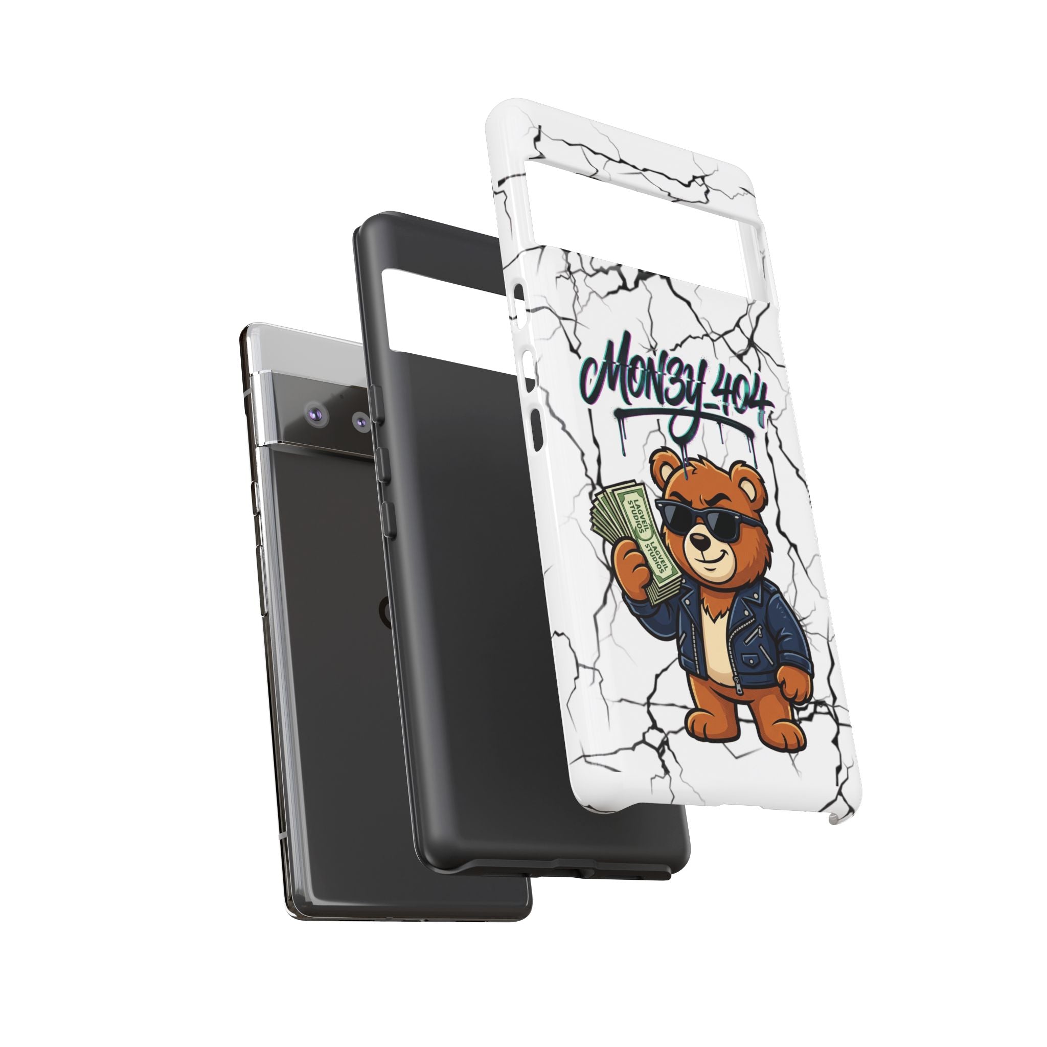 Money Bear Phone Case — Cracked Marble Graphic Protective Cover