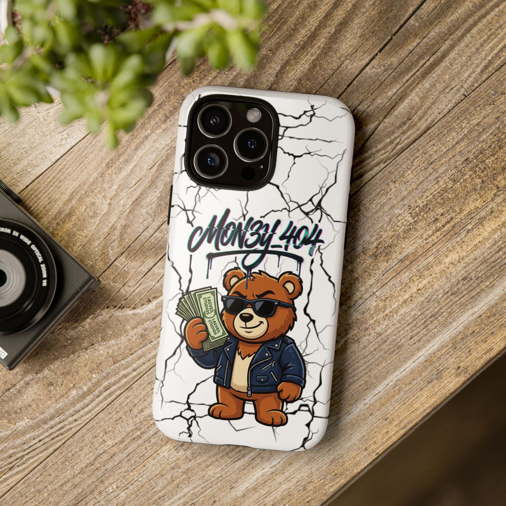 Money Bear Phone Case — Cracked Marble Graphic Protective Cover