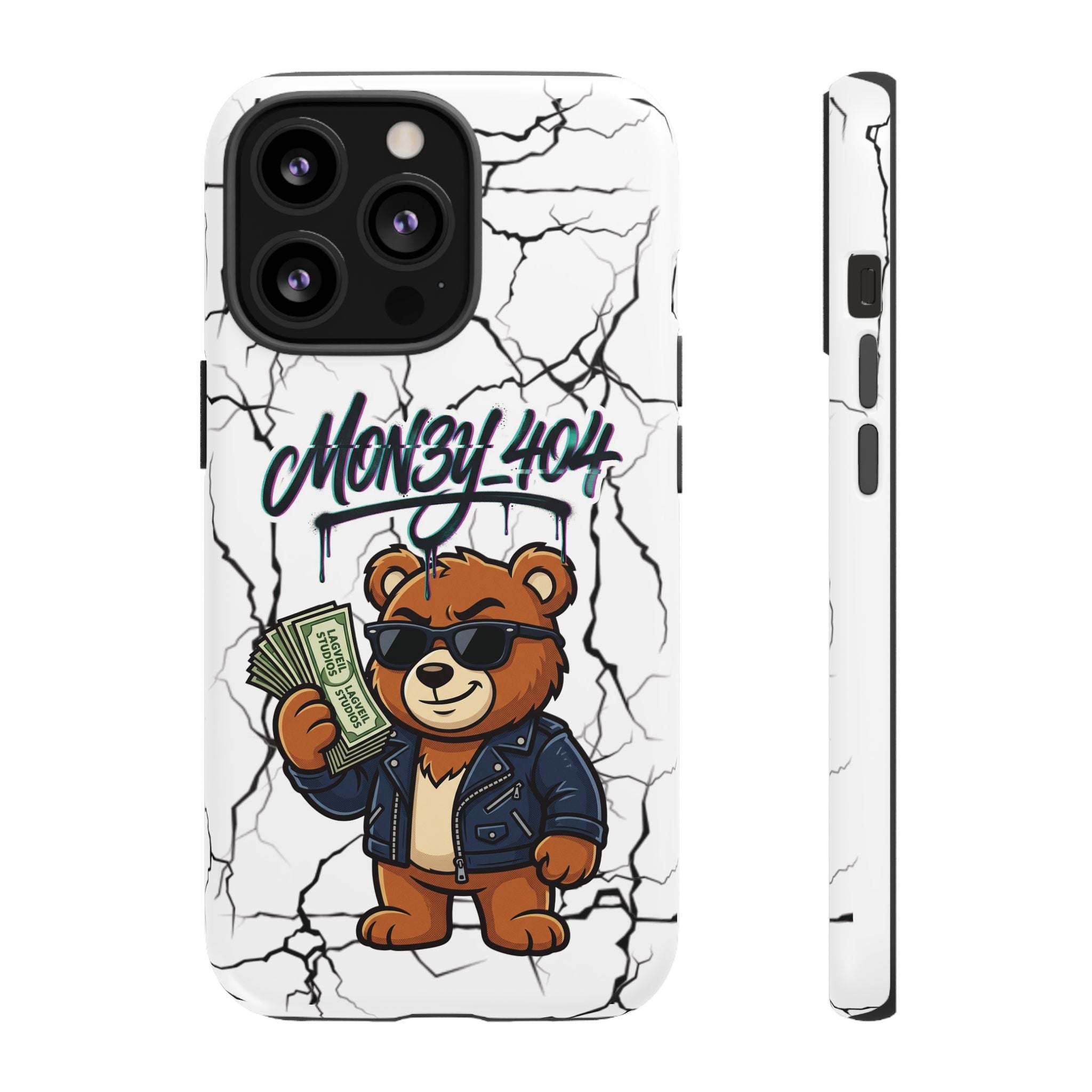 Money Bear Phone Case — Cracked Marble Graphic Protective Cover
